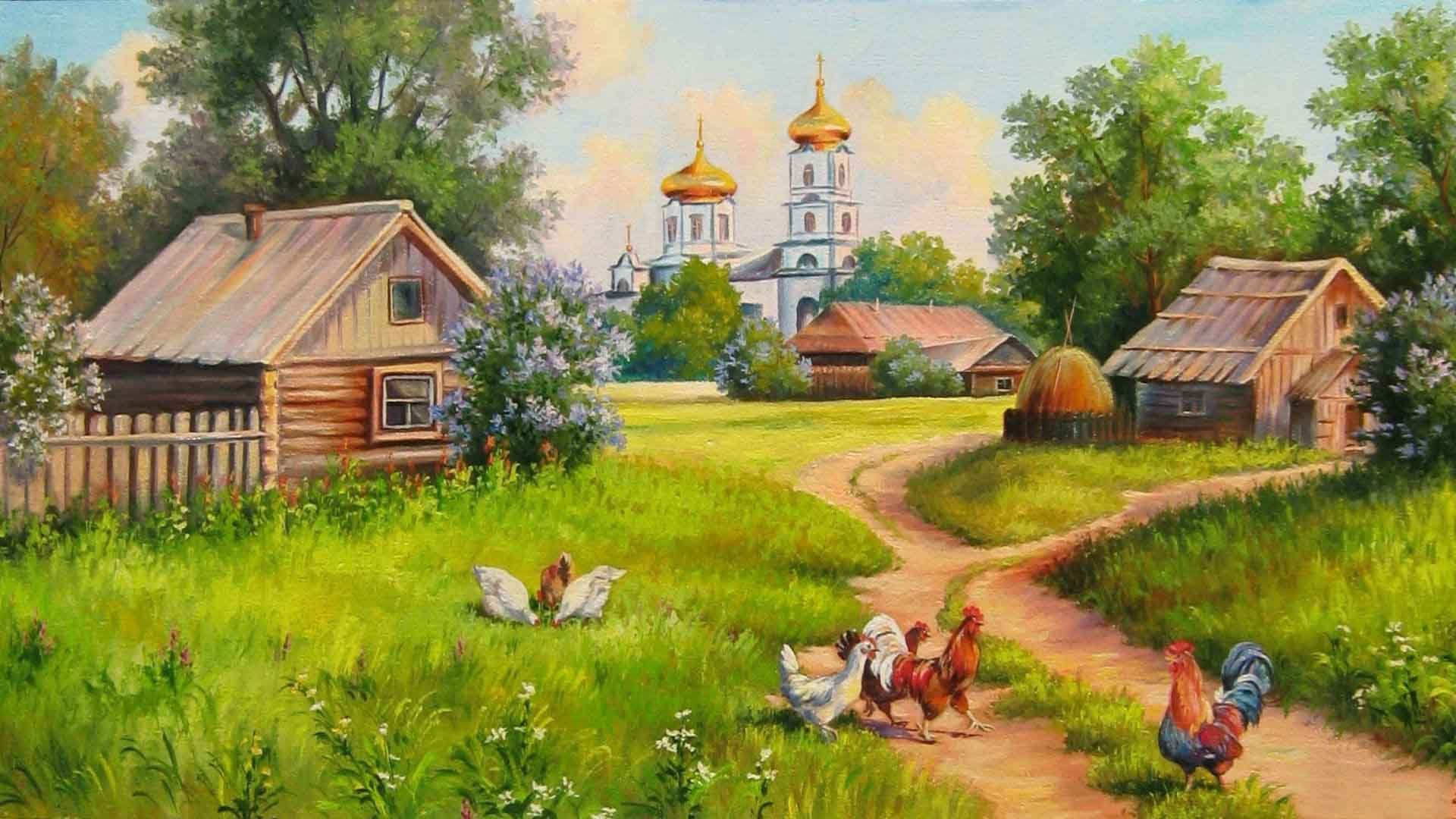 Beautiful Village Paintings Wallpapers Free Download | HD Free ...