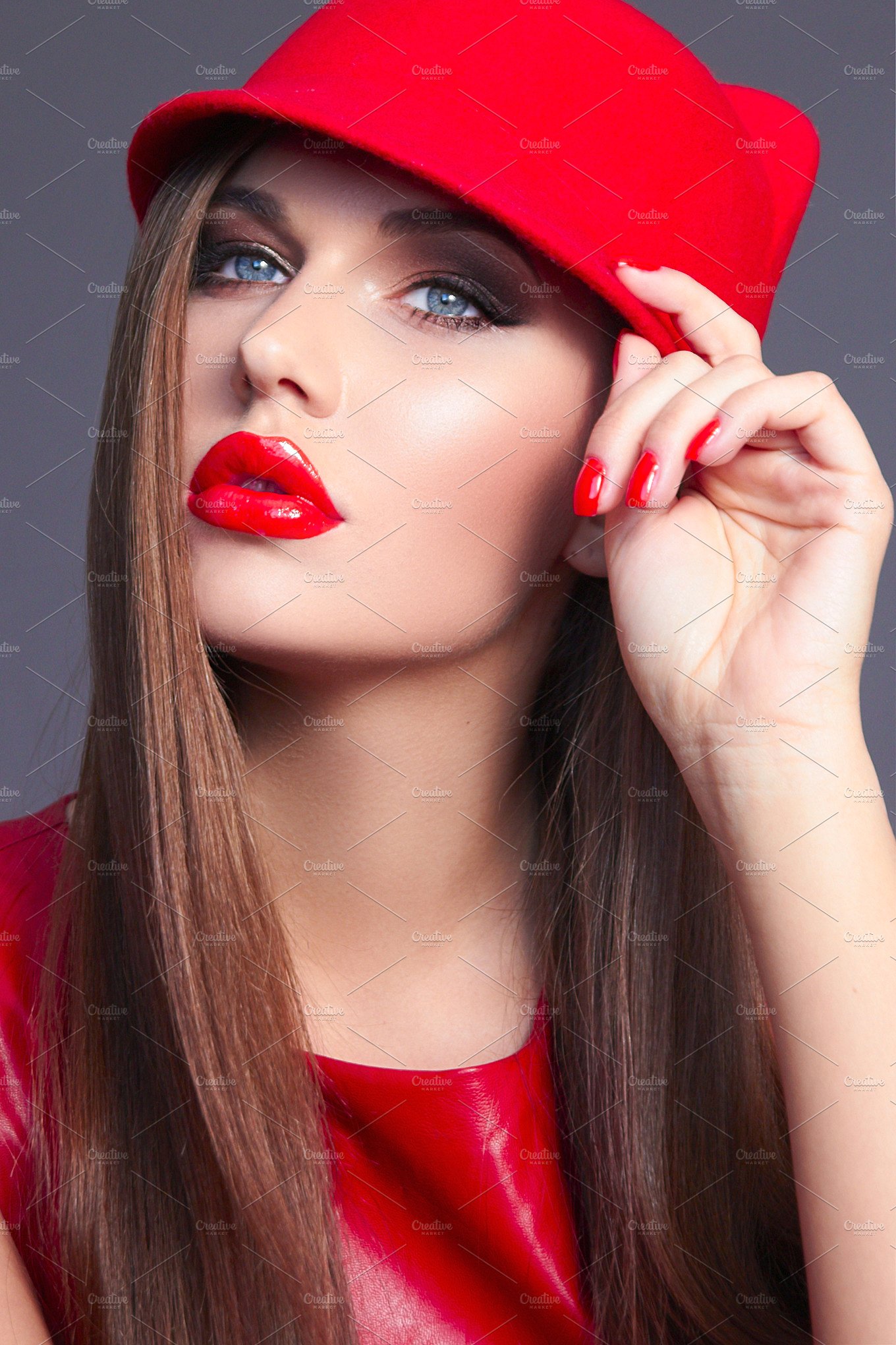 Girl in a red hat. ~ Beauty & Fashion Photos ~ Creative Market