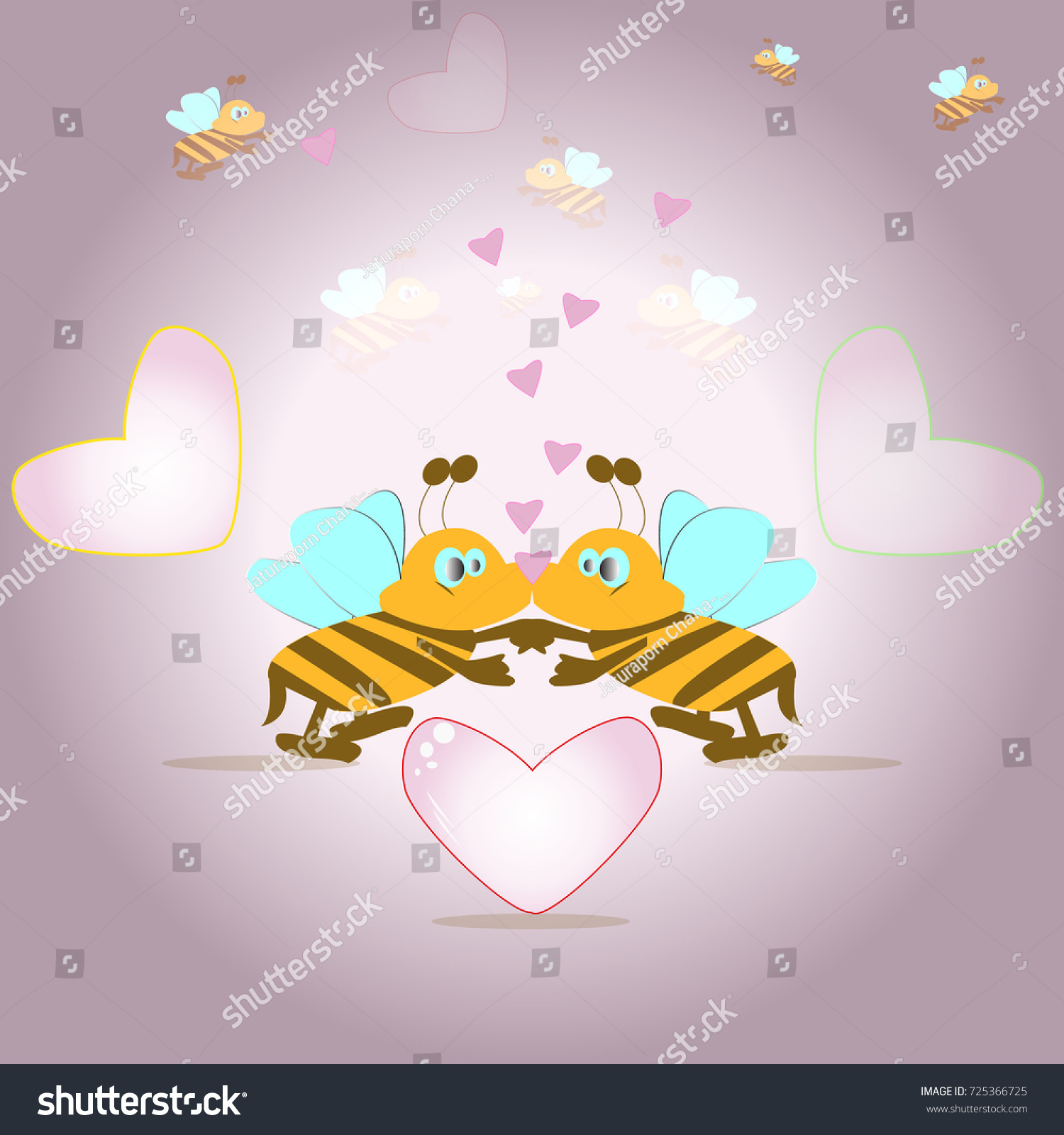 Two Little Bees Kiss Each Other Stock Vector HD (Royalty Free ...