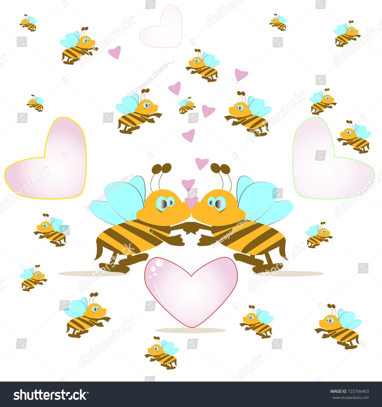 Two Little Bees Kiss Each Other Stock Vector 725706403 - Shutterstock