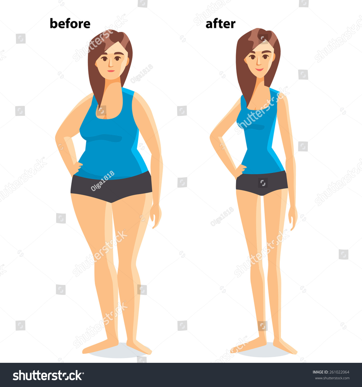 Royalty-free Body shape before and after weight loss #261022064 ...