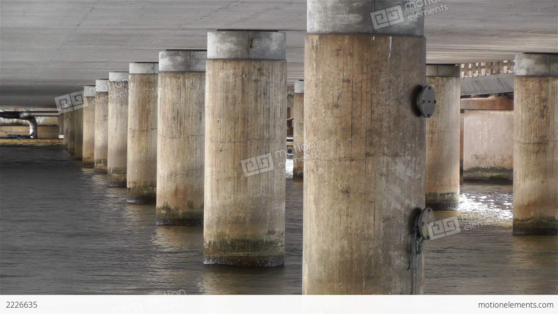 Concrete Bridge Pillars In Water 2 Stock video footage | 2226635
