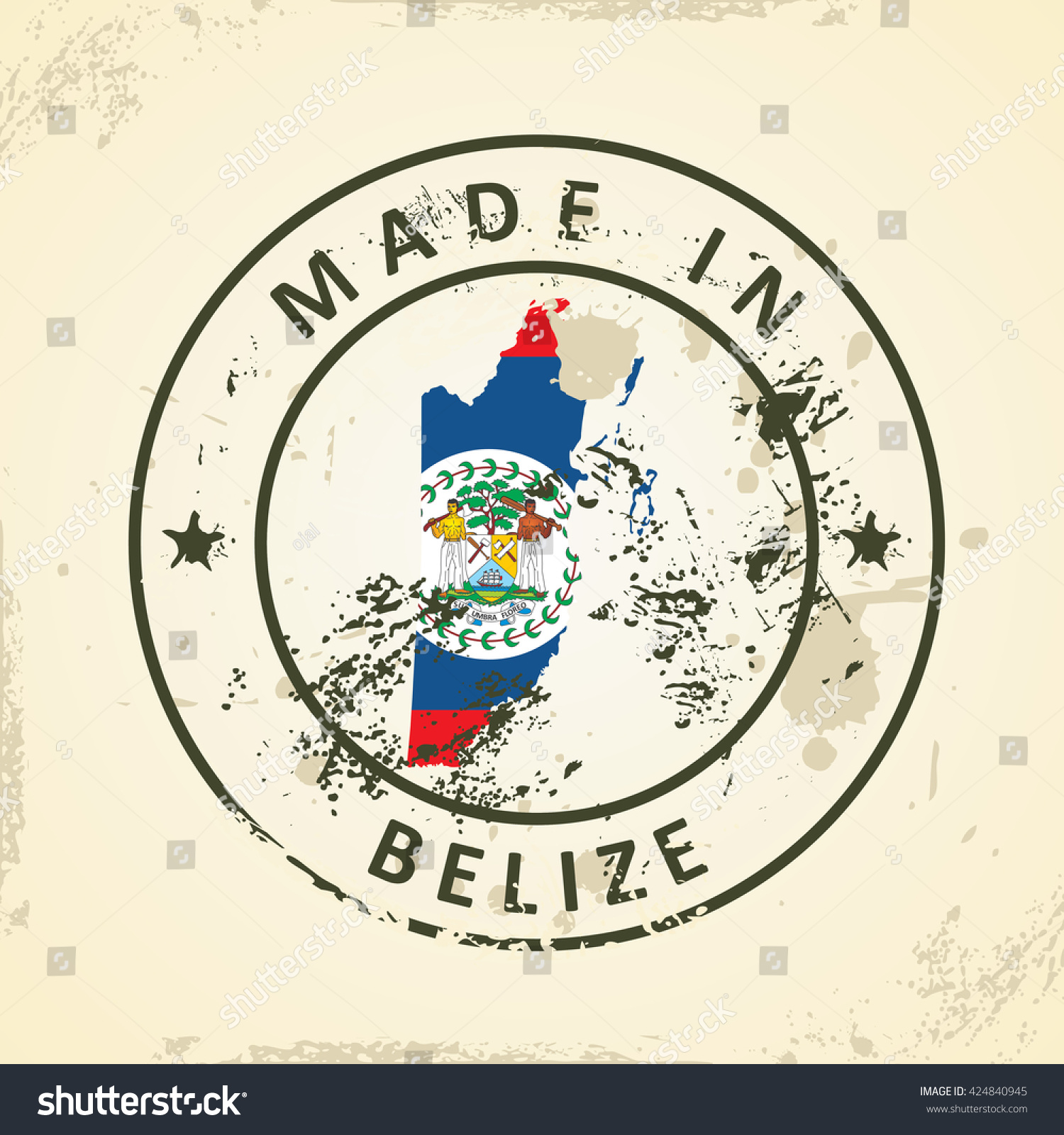 Grunge Stamp Map Flag Belize Vector Stock Vector 424840945 ...