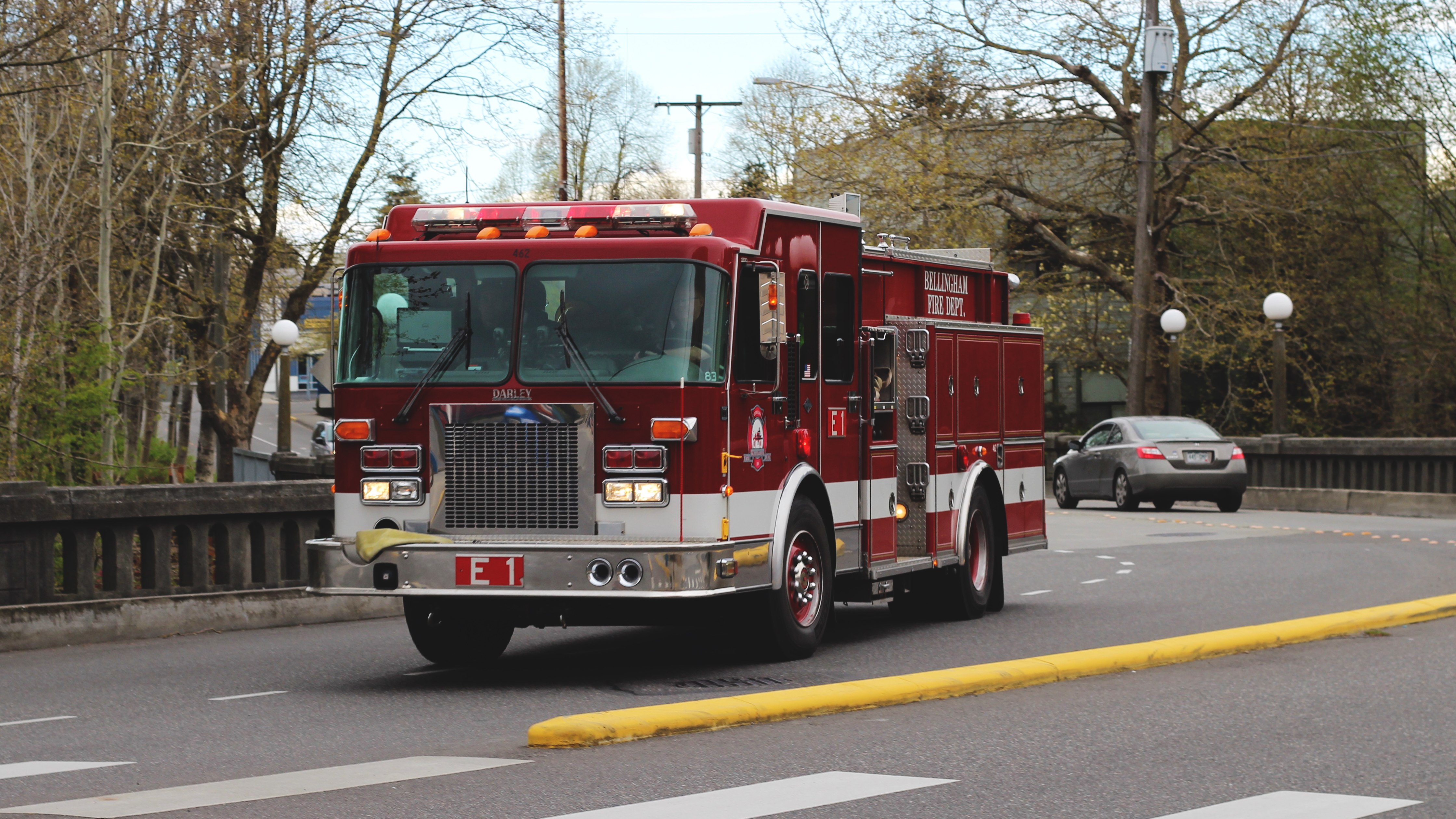 Bellingham Fire Dept: Engine 1 Responding, 911, Outdoor, Whatcom, Washington, HQ Photo