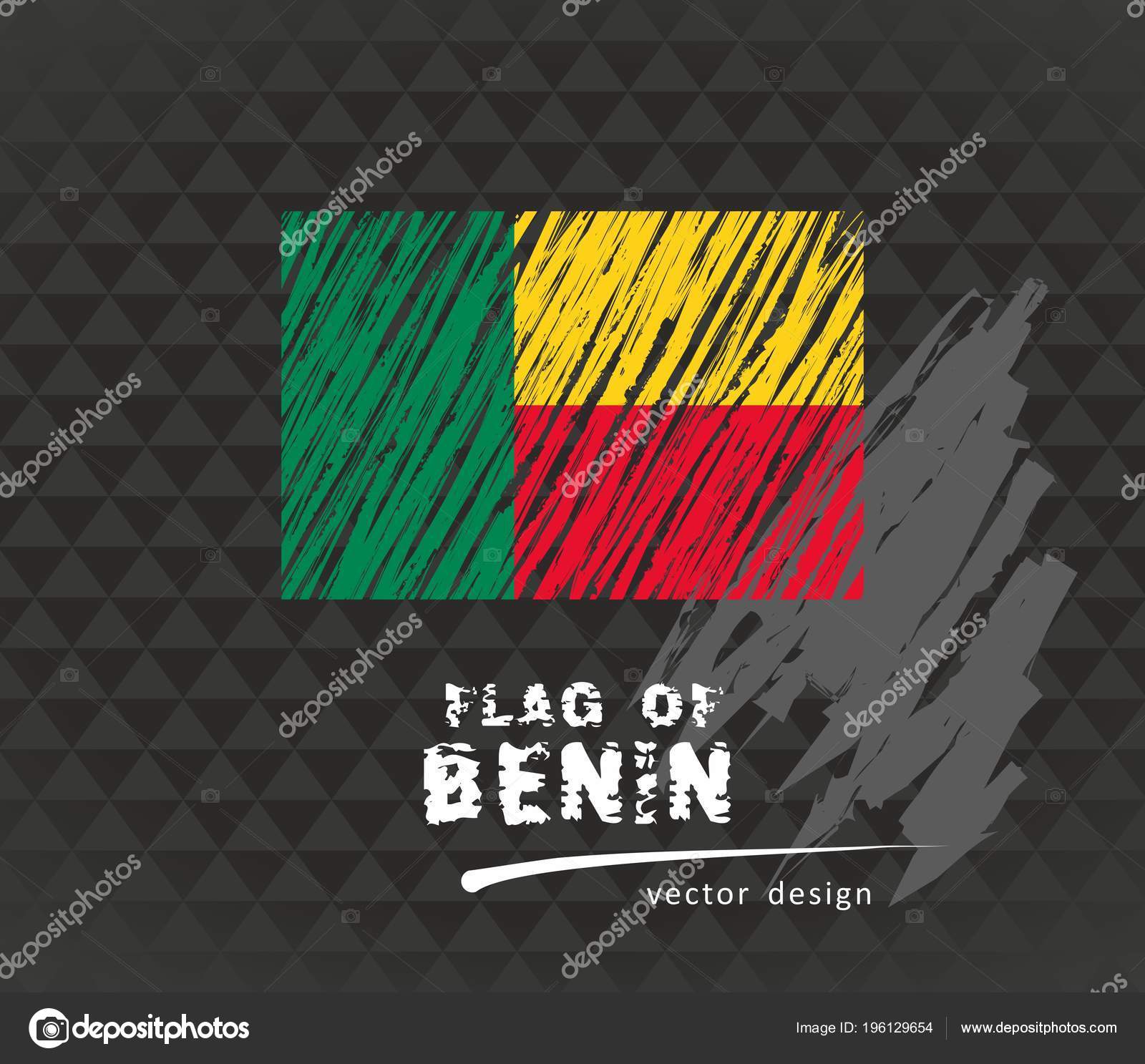 Benin Flag Vector Sketch Hand Drawn Illustration Dark Grunge ...