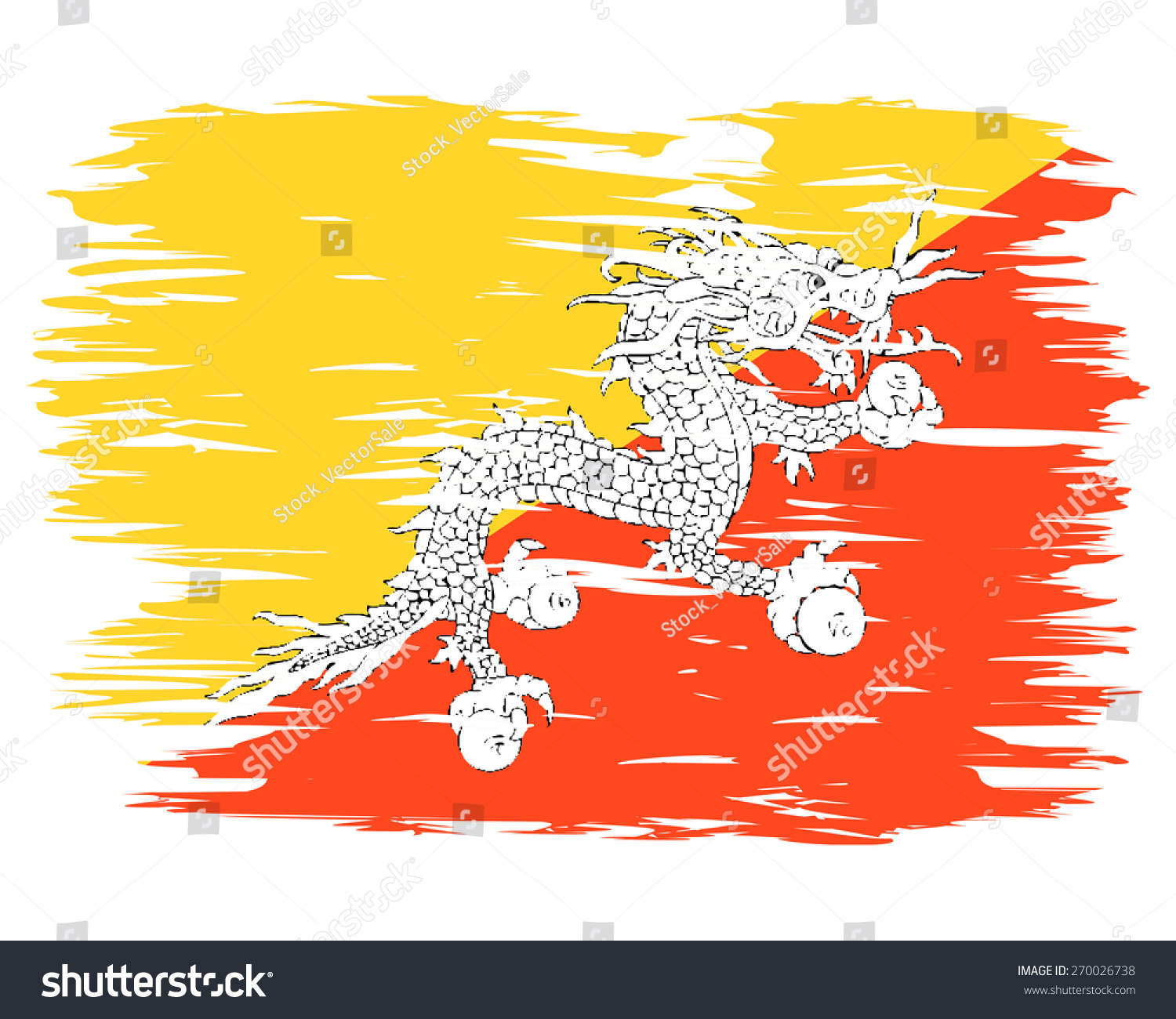 Flag Bhutan Painted Brush Colored Inks Stock Vector 270026738 ...