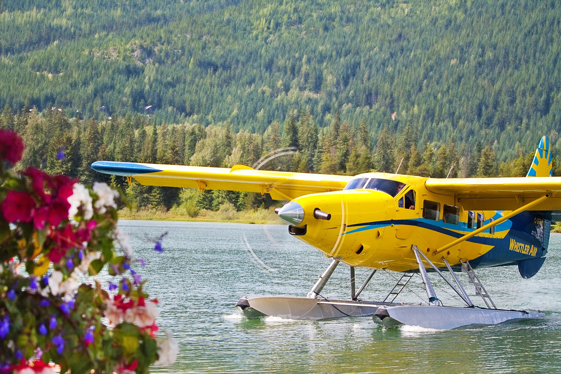 Bi-plane in the river photo
