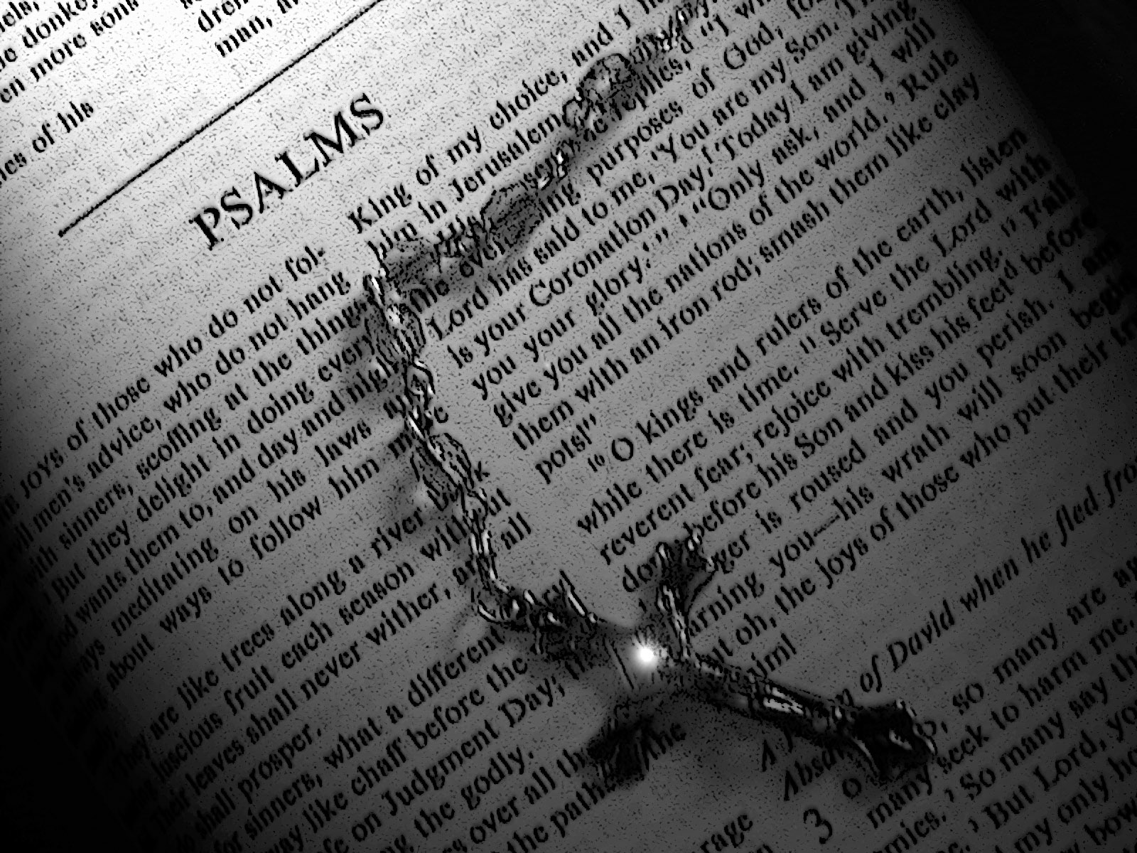Bible book of psalms black and white photo