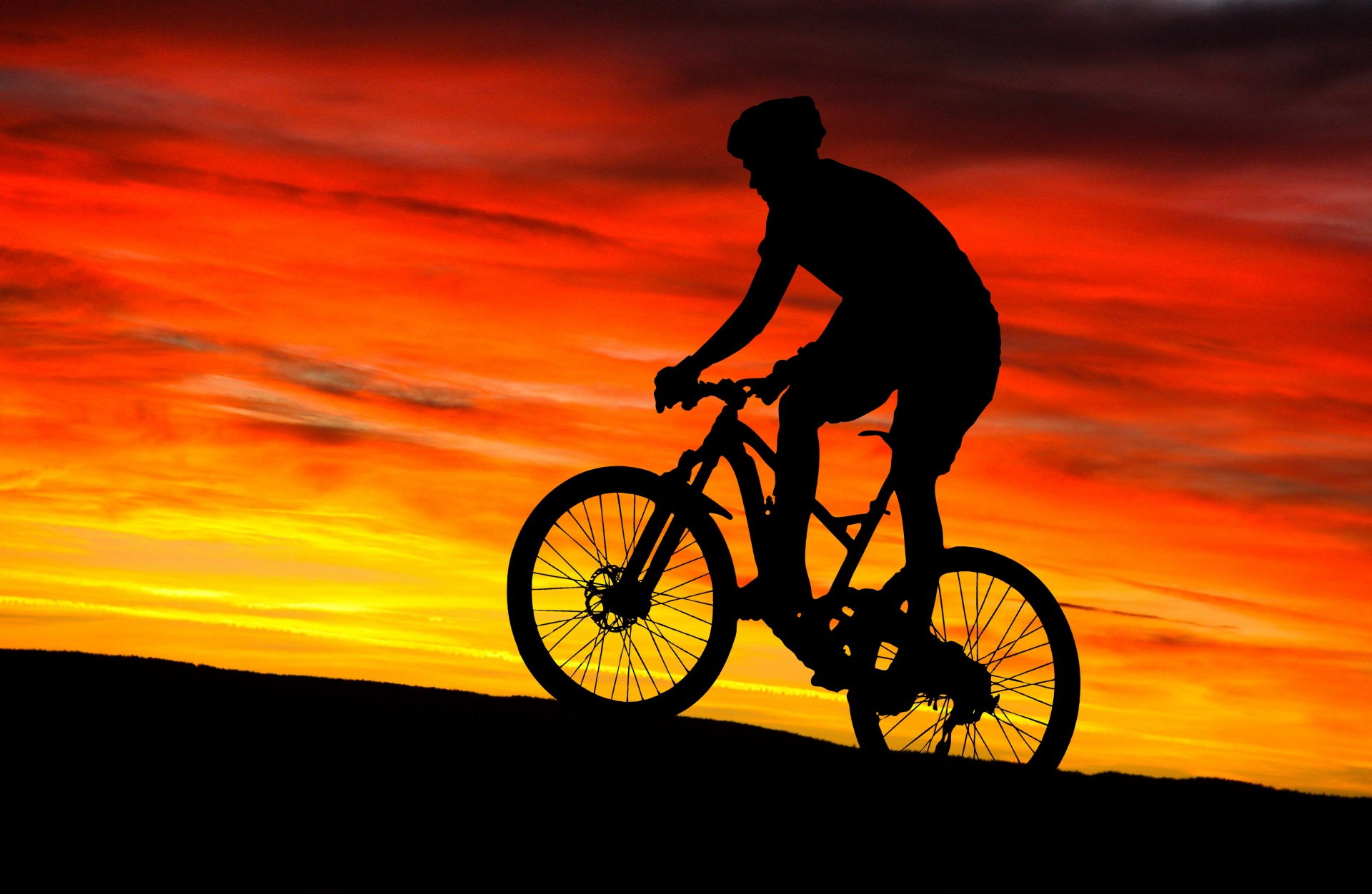 Mountain Bike Rider Sunset Free Stock Photo - Public Domain Pictures