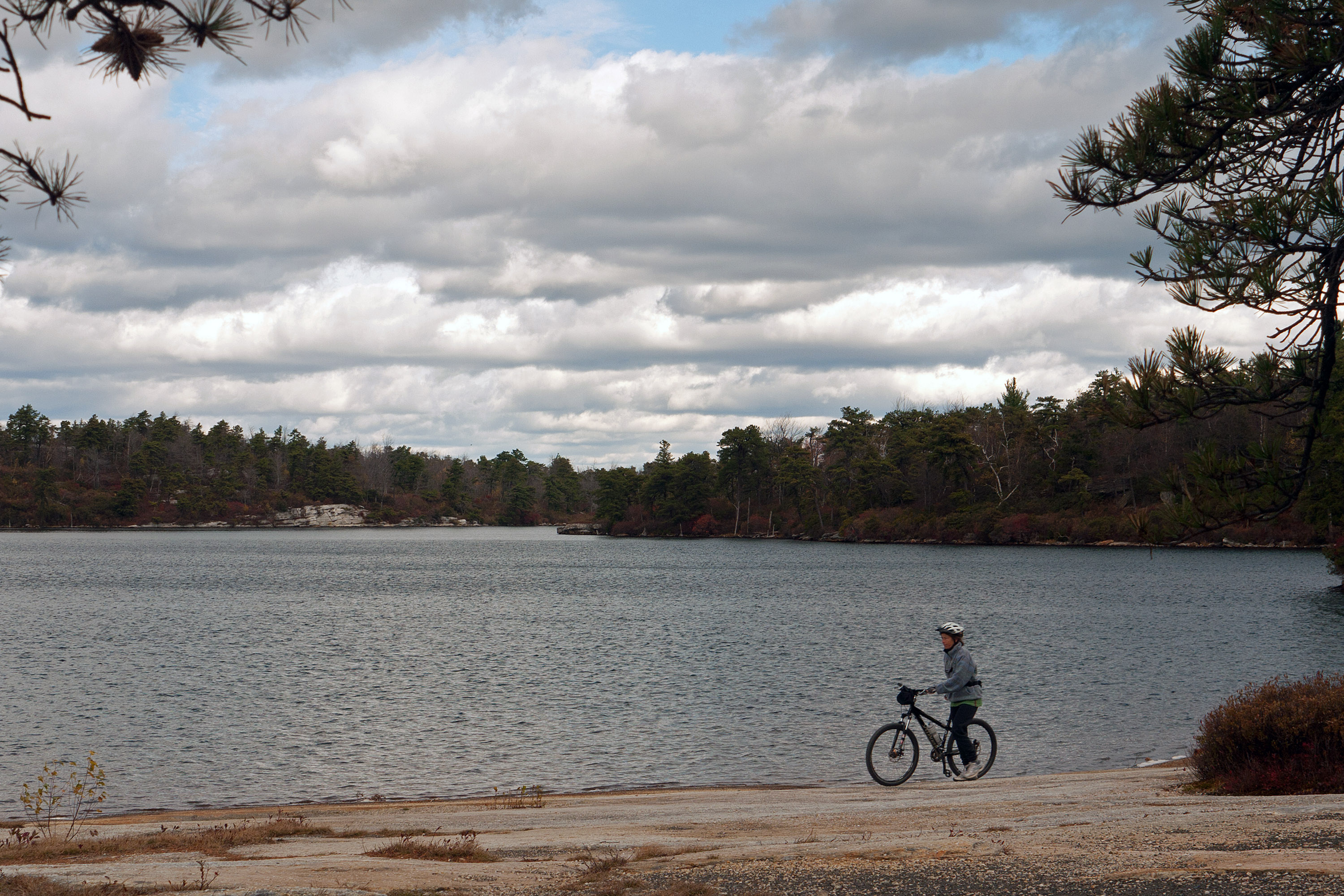 Bicyclist at Minnewaska State Park Preserve, Awosting, Bicyclist, Lake, Landscape, HQ Photo