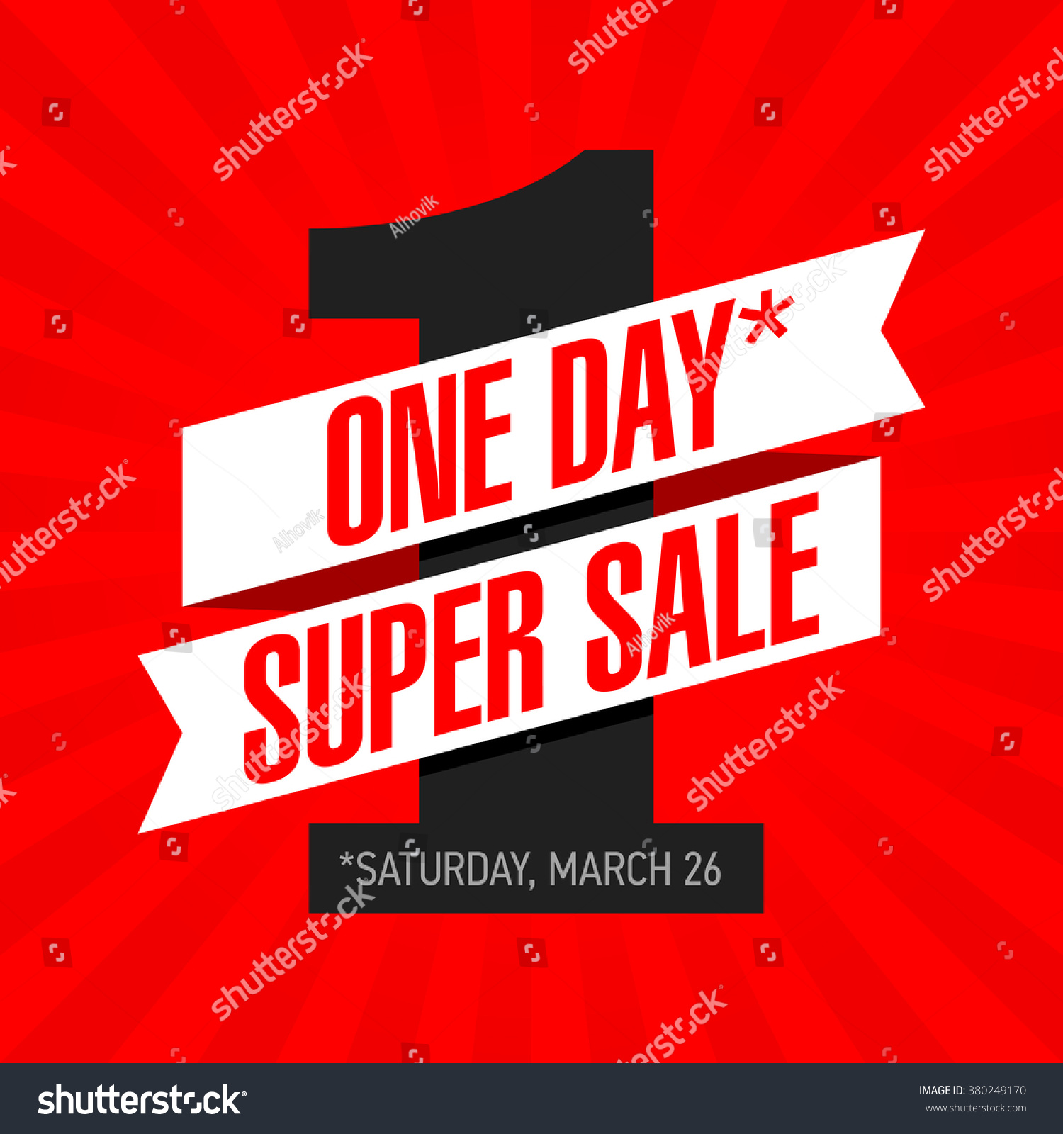 One Day Super Sale Banner One Stock Vector HD (Royalty Free ...