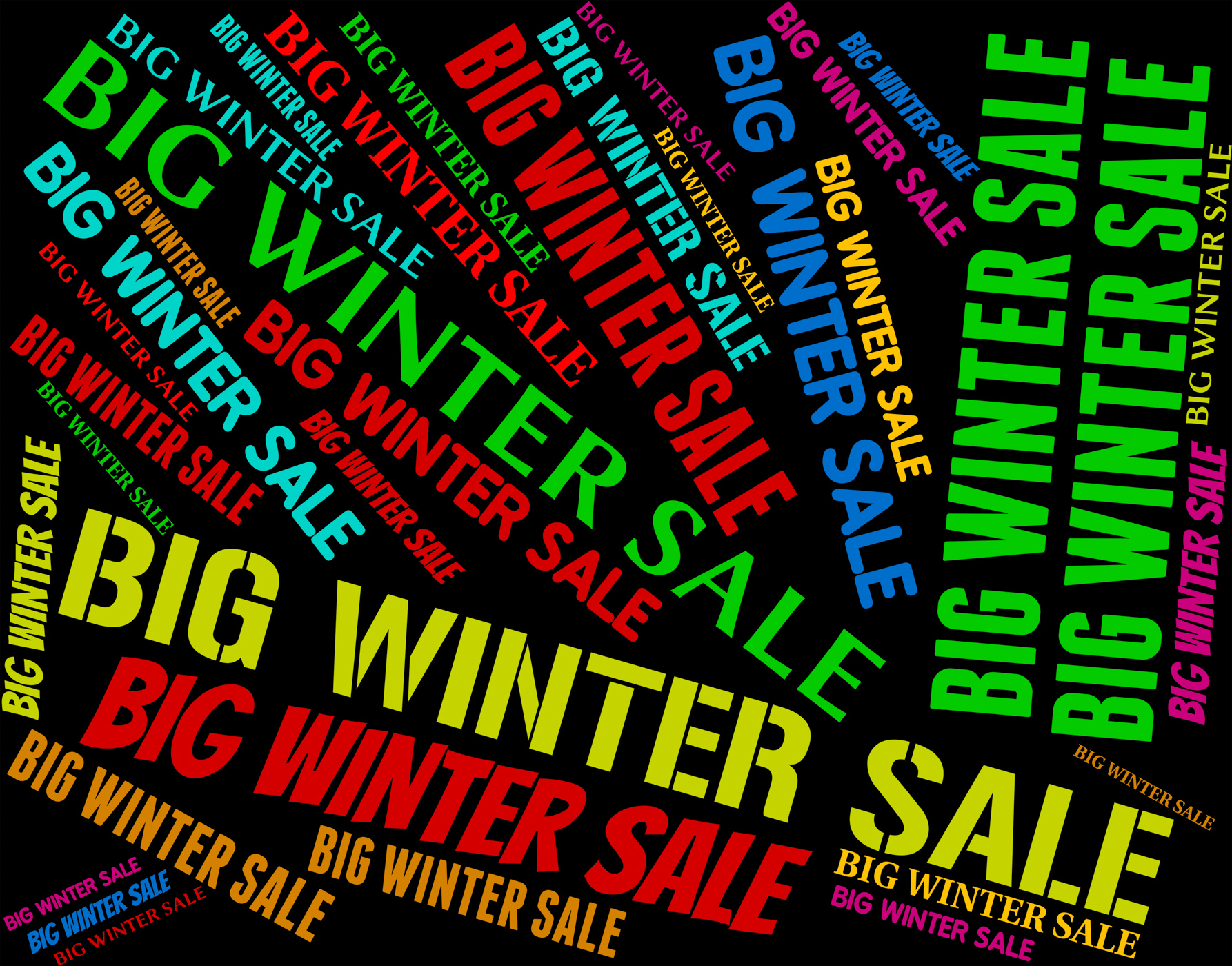 Big winter sale represents cheap promotion and words photo