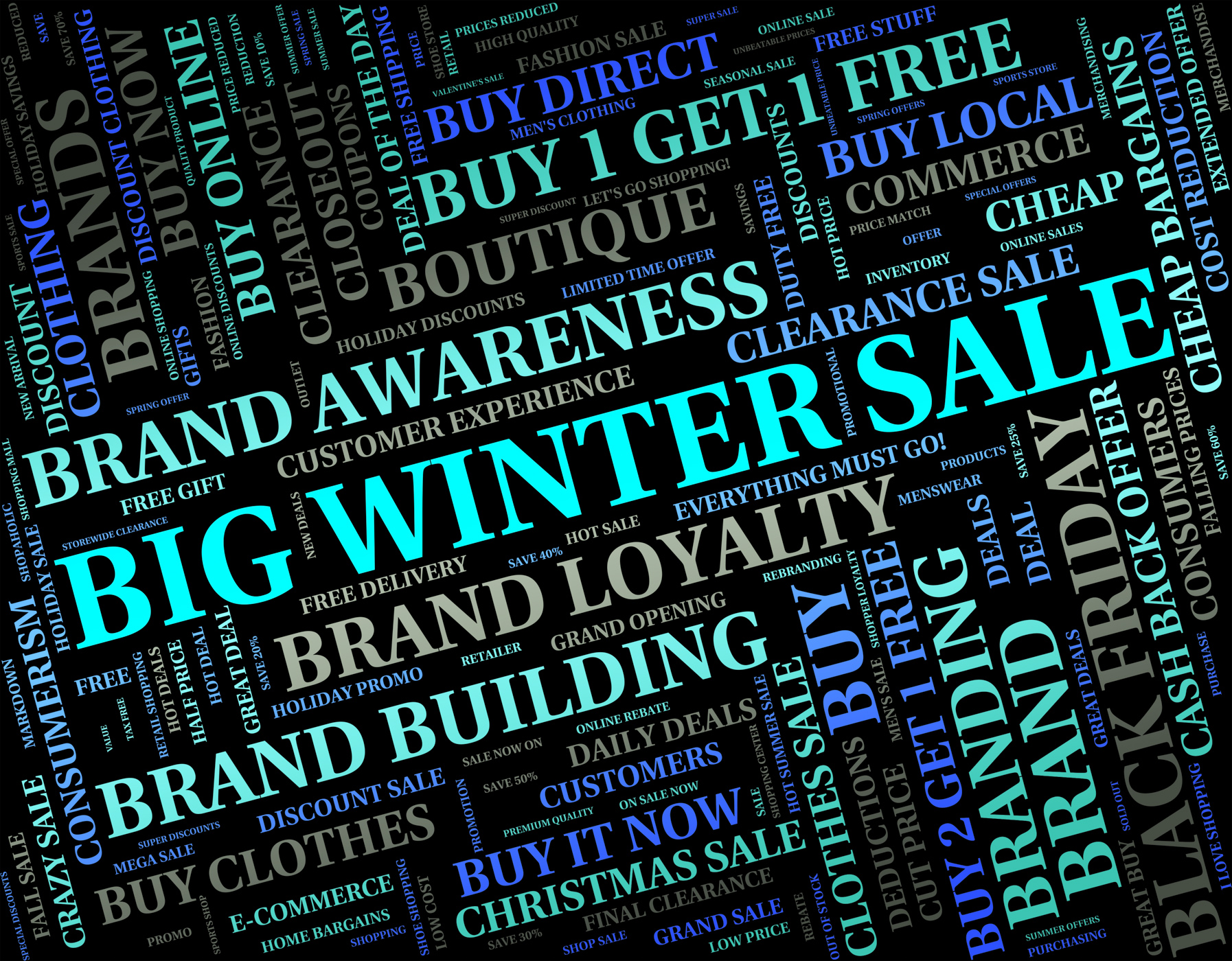 Big winter sale shows retail season and large photo