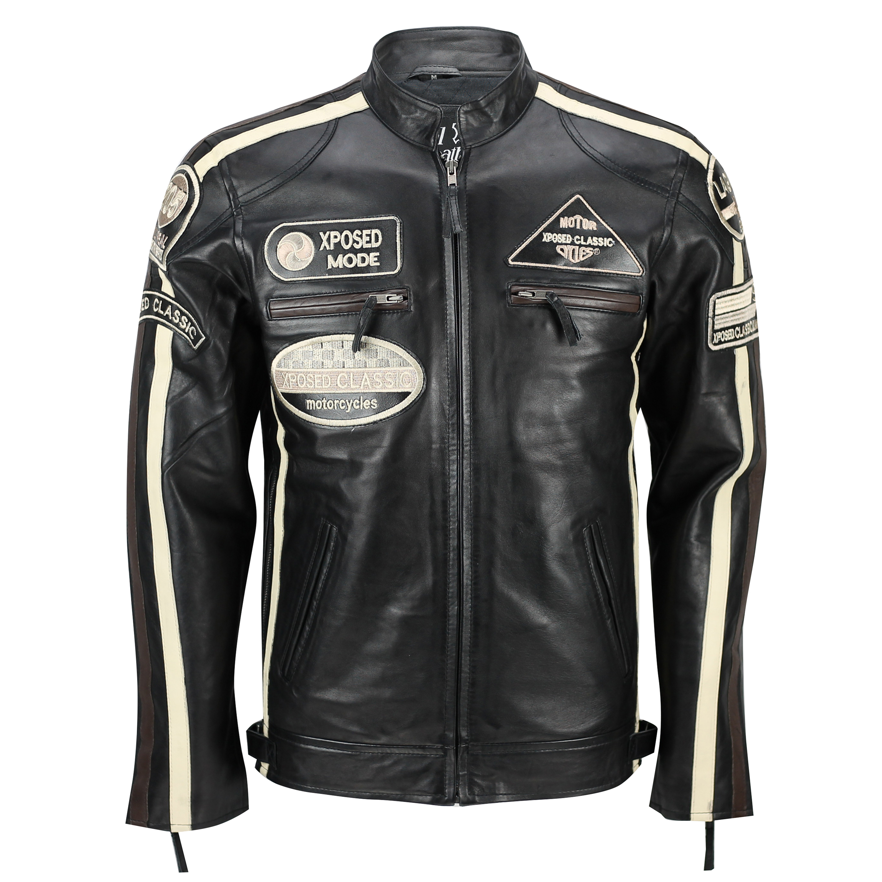Mens Real Soft Leather Fitted Racing Biker Jacket Vintage Urban ...