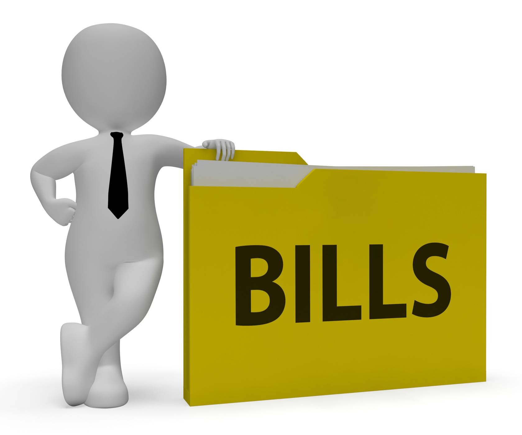 Bills folder indicates arranging finance and organized 3d rendering photo