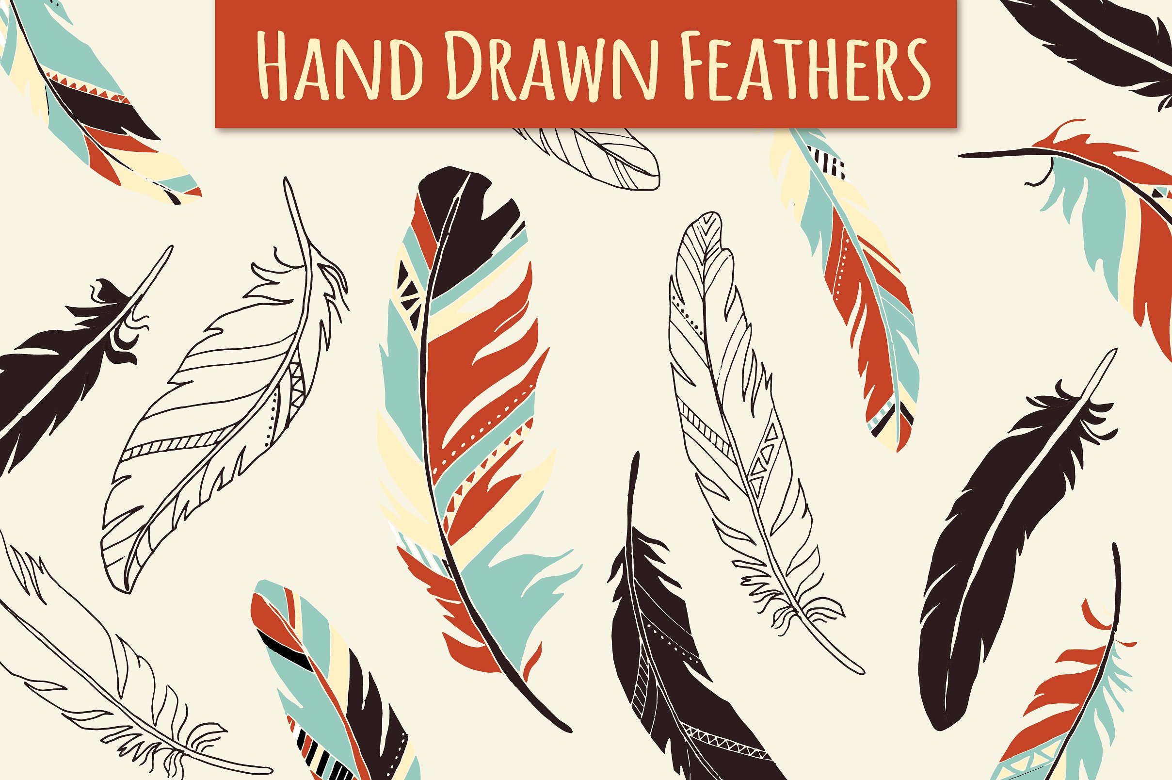 Feather Elements / Hand Drawn ~ Graphics ~ Creative Market