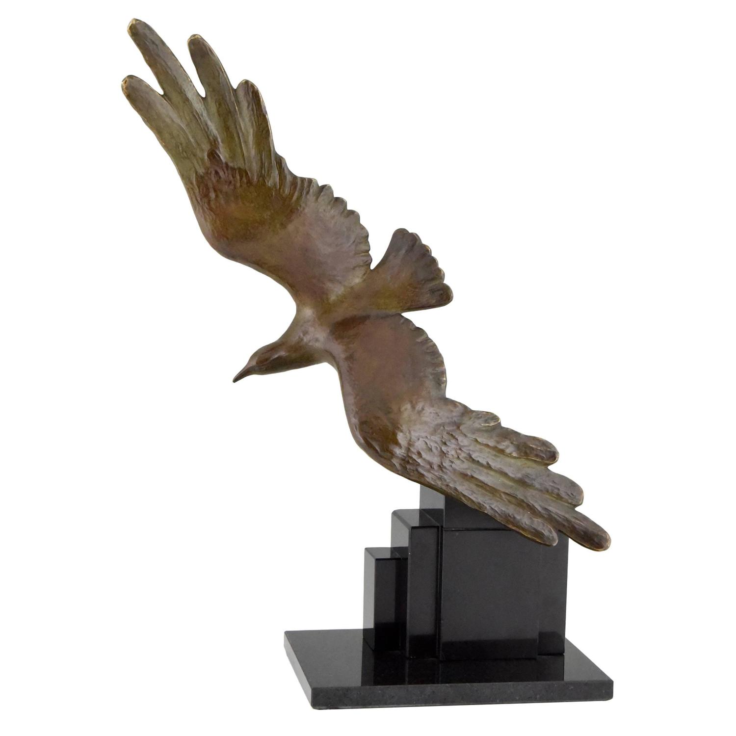 Art Deco Bronze Seagull bird sculpture By Alexandre Kelety For Sale ...