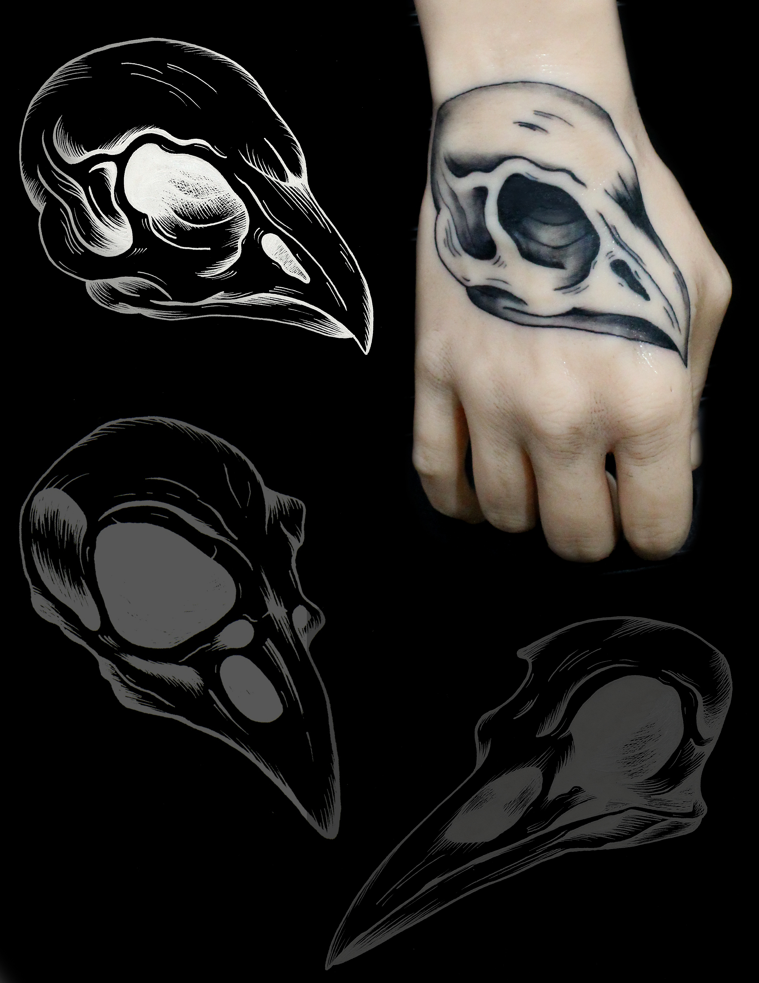 bird-skull-tattoo-blackandgrey - Stygian Gallery