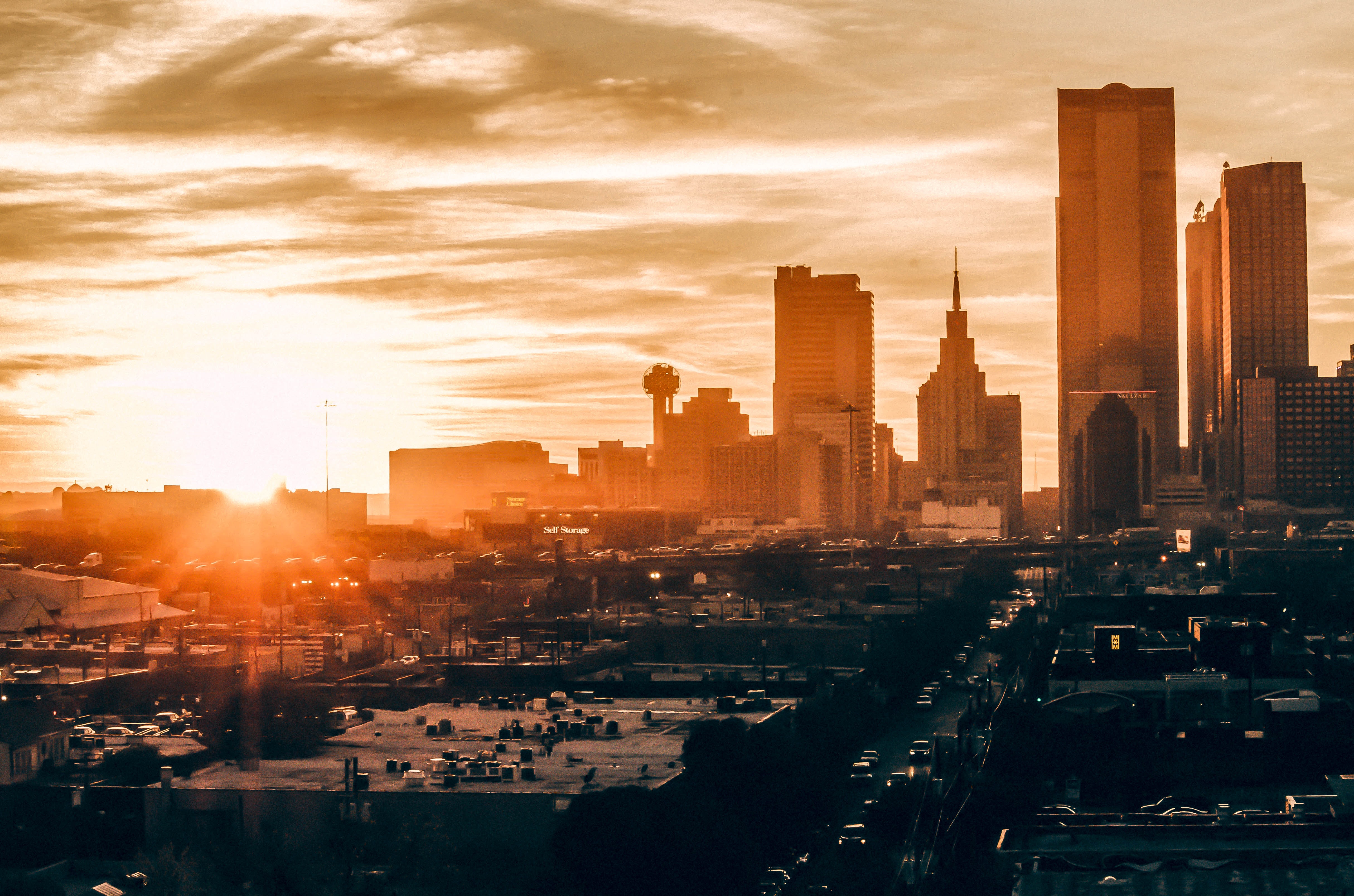 Bird's eye view of city during sunset photo