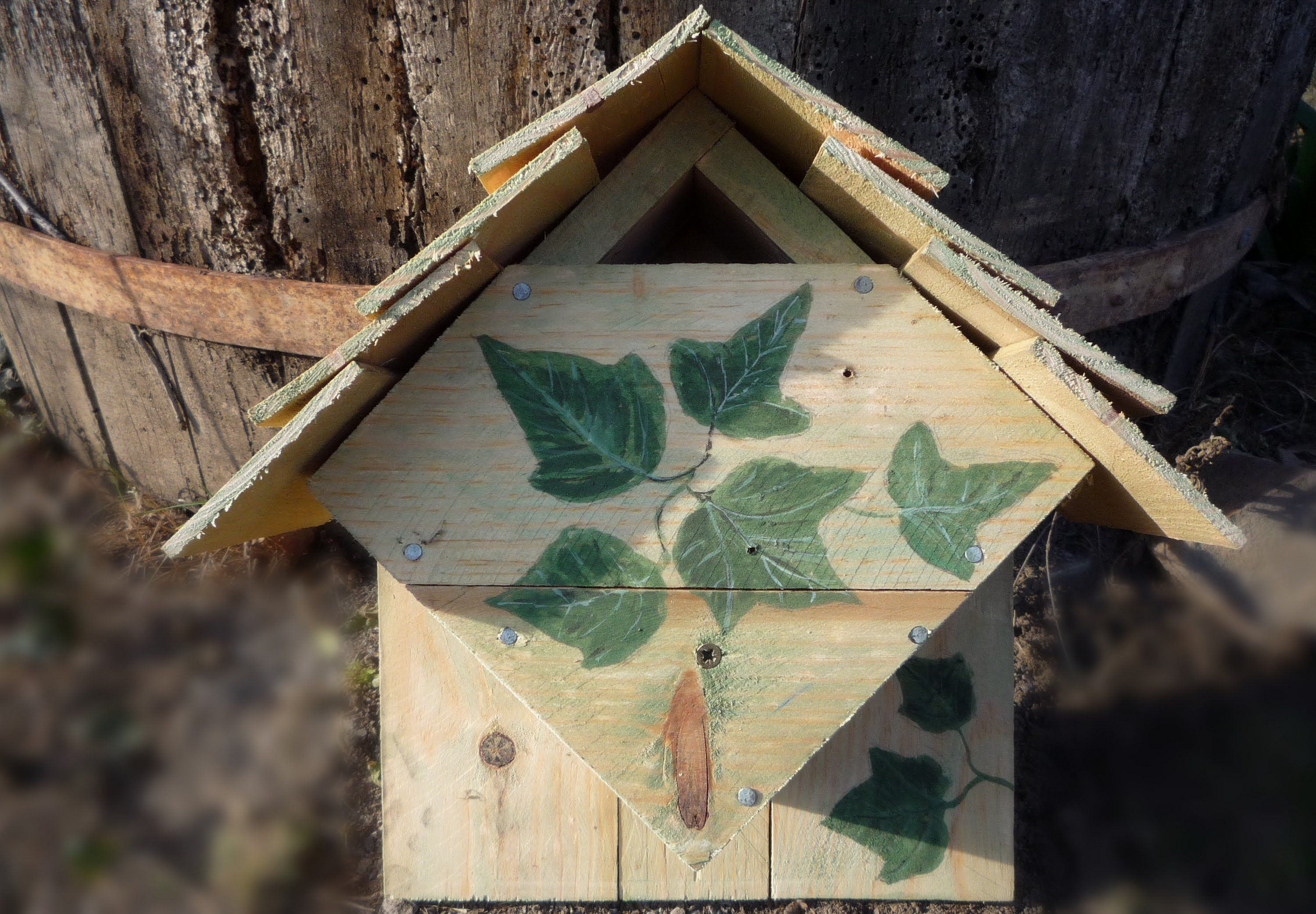 Repurposed Wood Bird House Nesting Box for Blue Tits & Chickadees ...