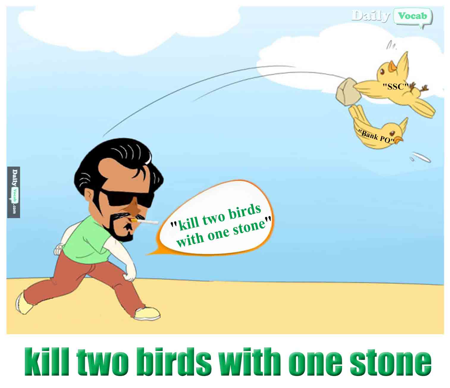 Kill two birds with one stone Meaning in Hindi with Picture Dictionary