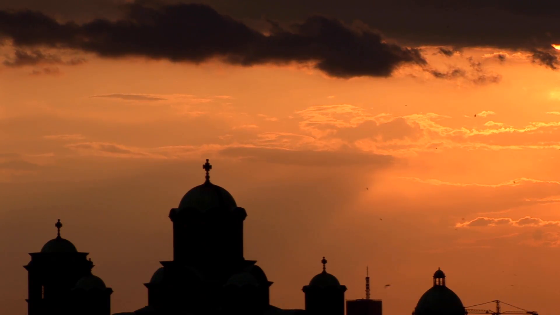 Church and birds at sunset in Belgrade Stock Video Footage - Videoblocks