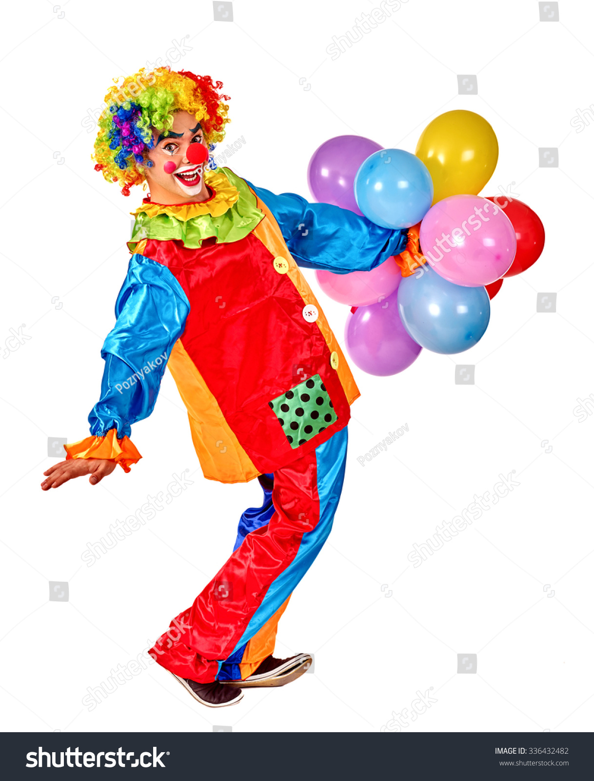 Happy Birthday Clown Playing Bunch Balloons Stock Photo (Royalty ...