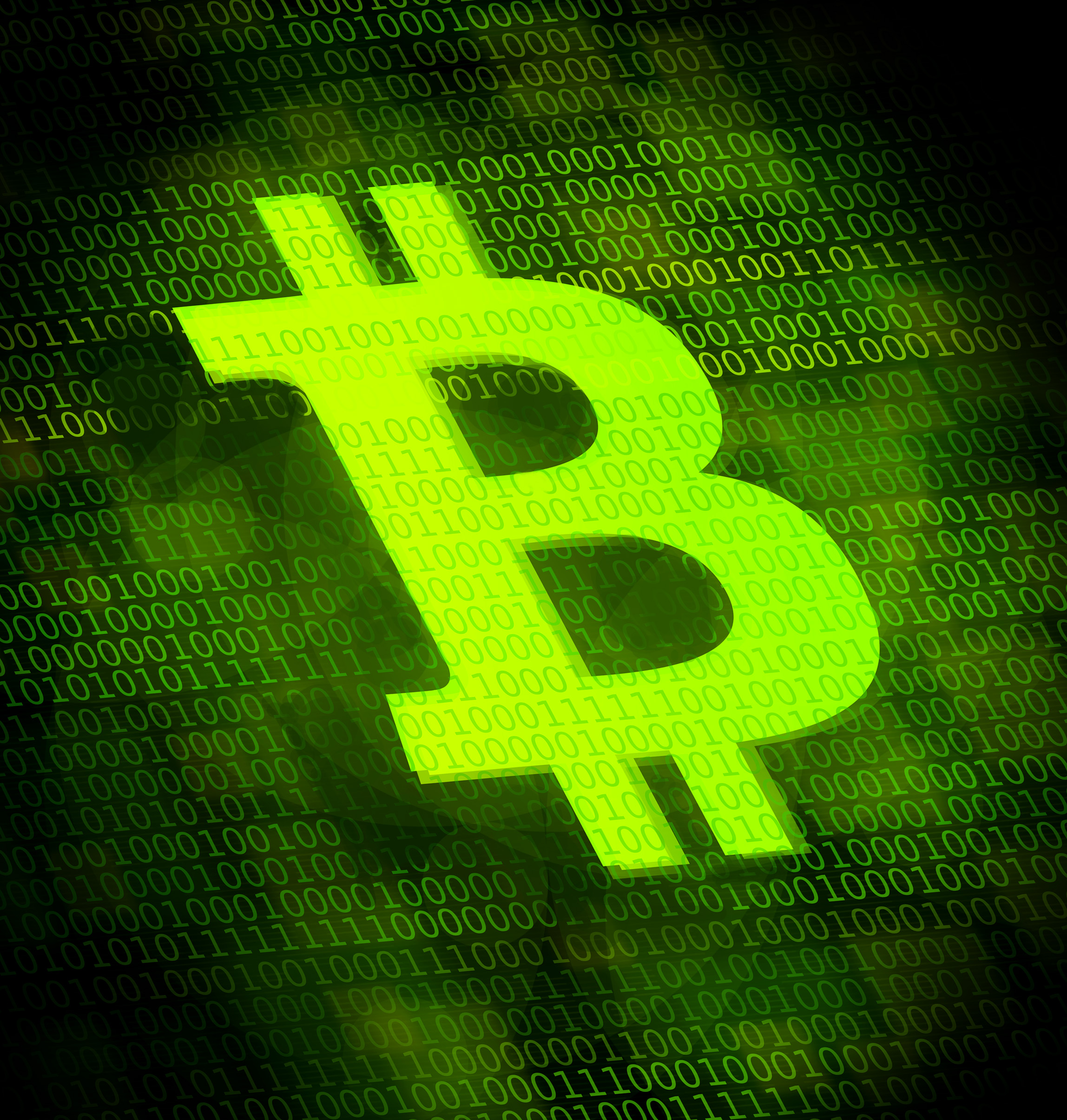 Bitcoin logo on digital screen photo