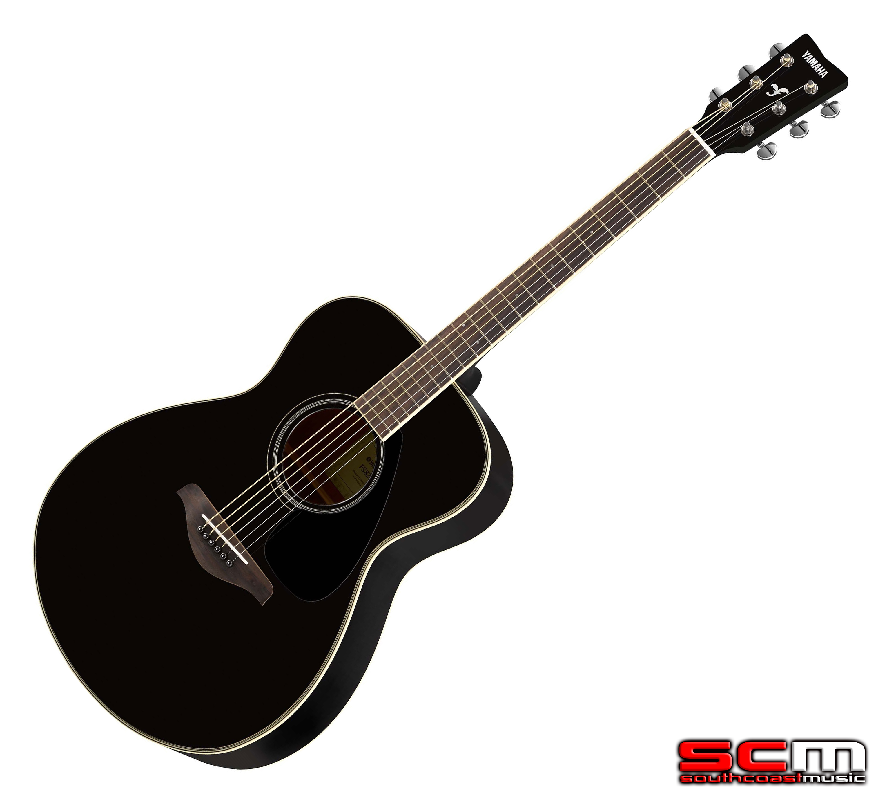Yamaha FS820 Acoustic Guitar Black Finish - Solid Sitka Spruce Top ...