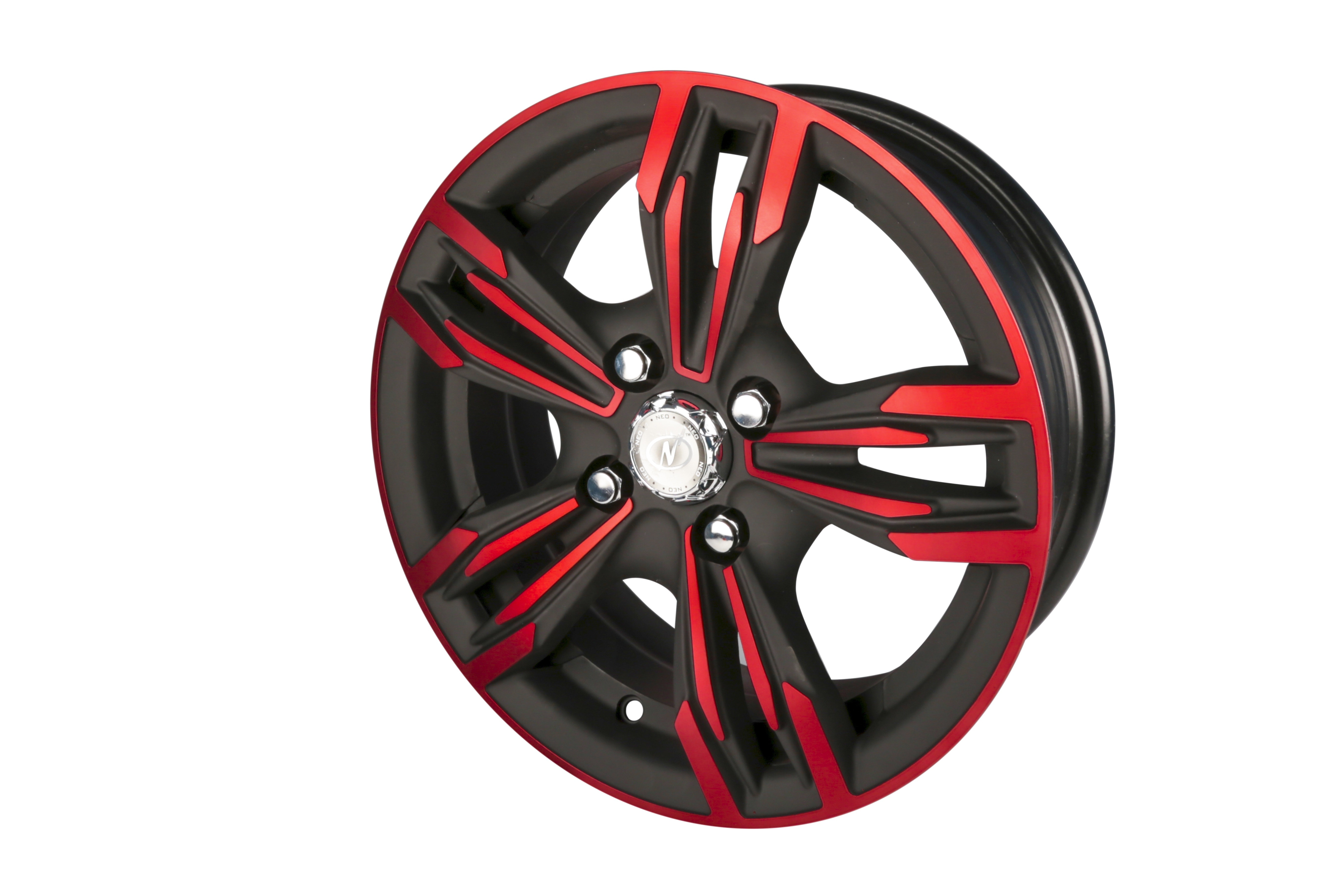 Black and red tire rim photo