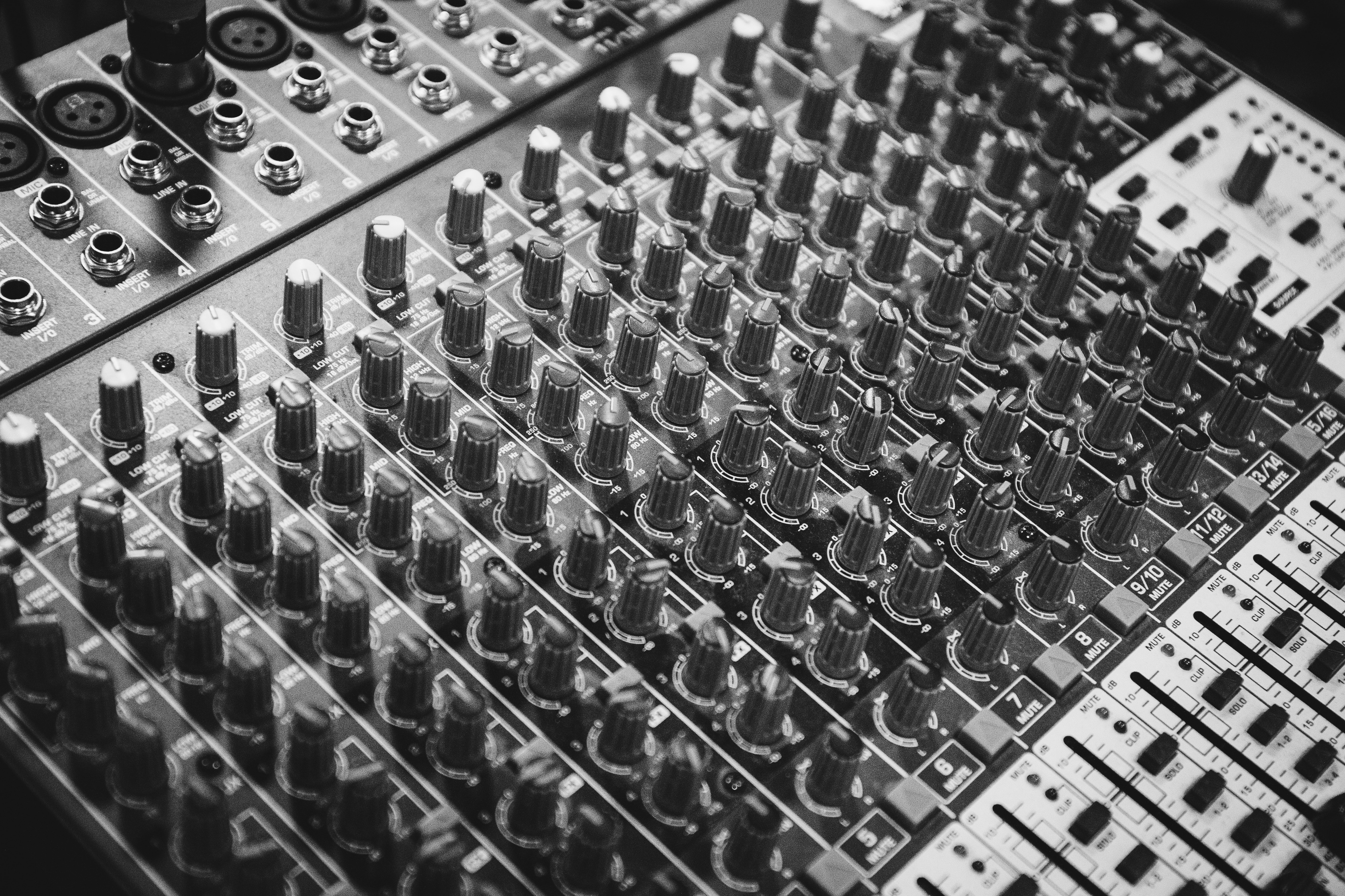 Black and white audio mixer photo