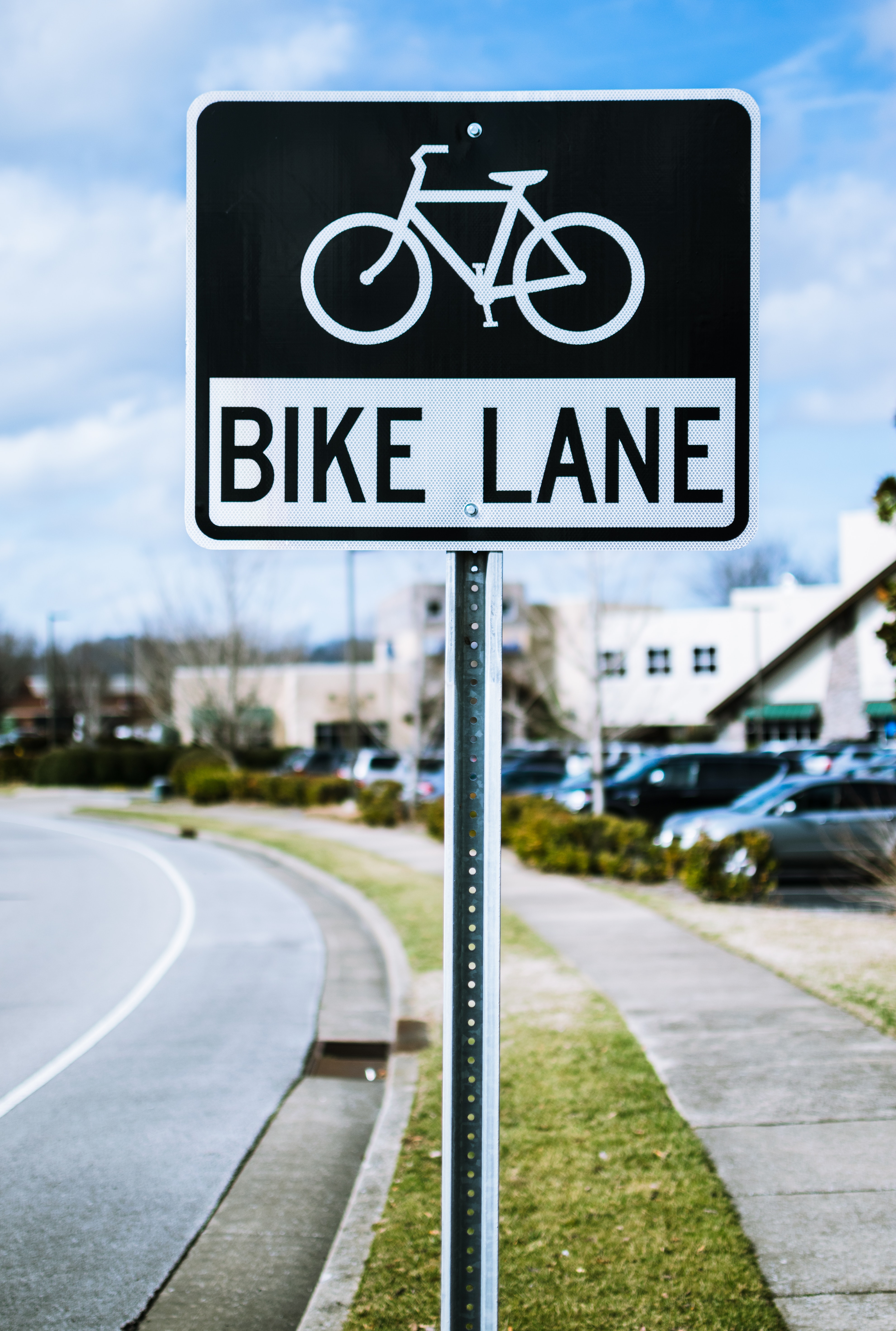 Black and white bike lane signage photo