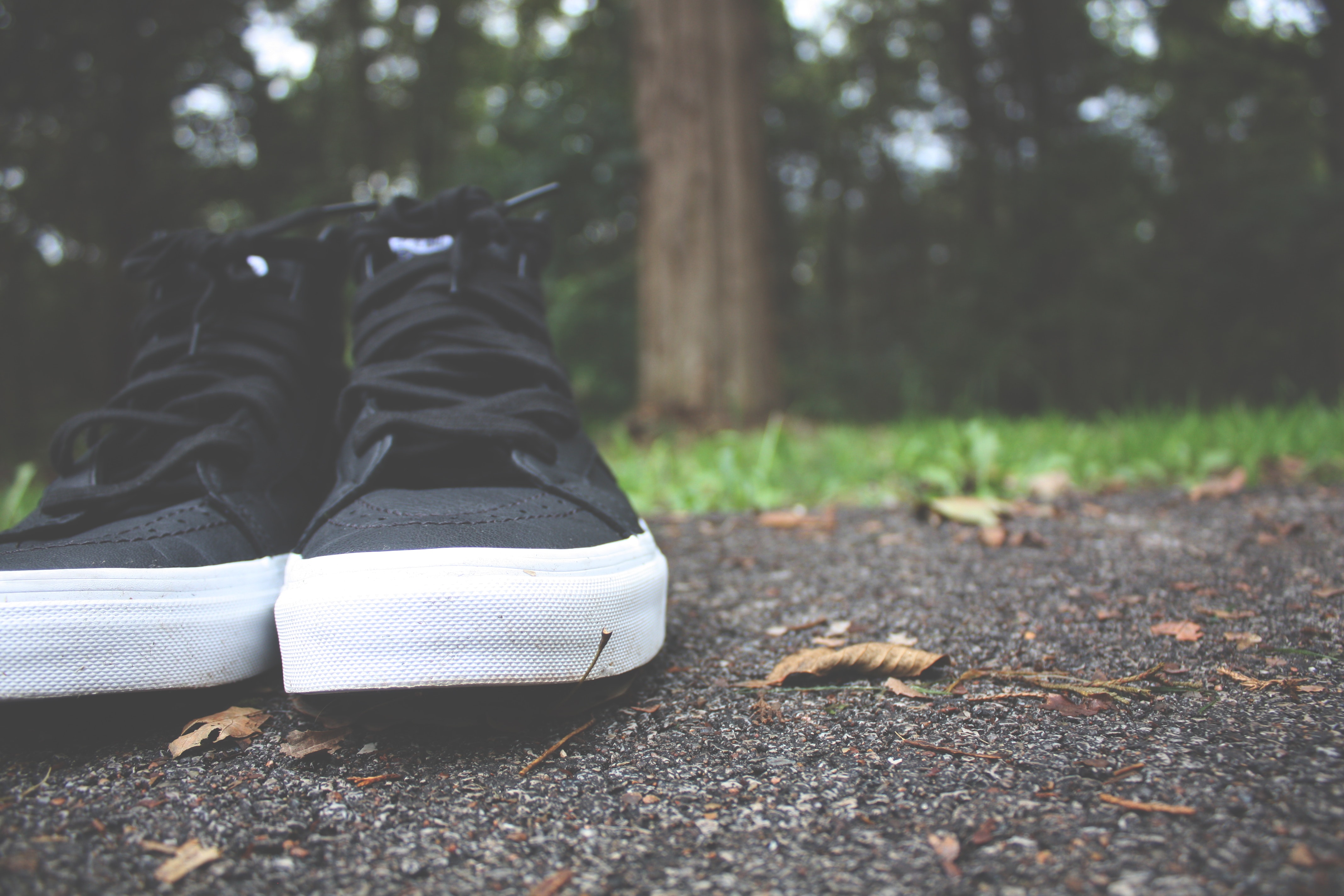 Black and white high top sneakers photo