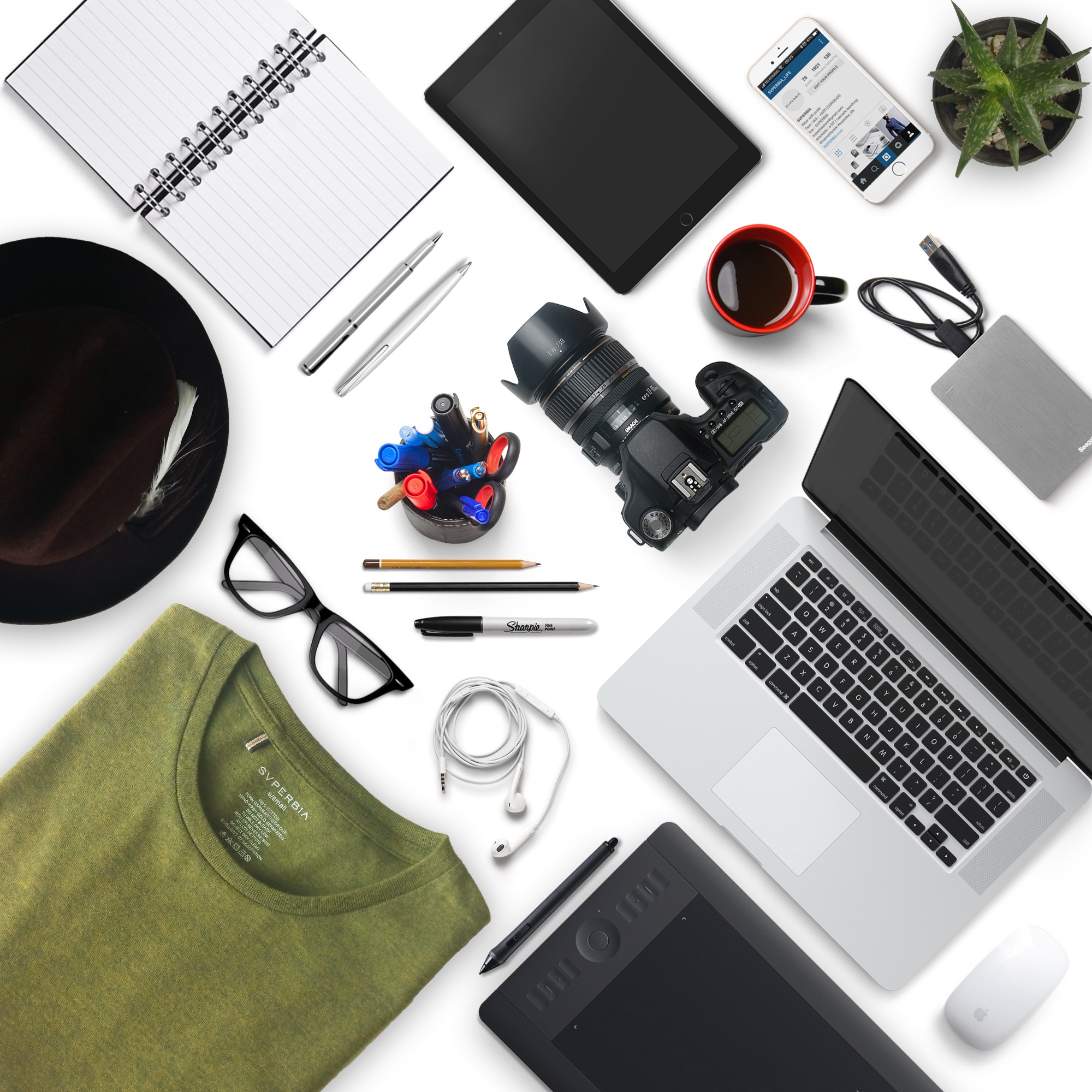 Black and White Laptop Computer, Accessories, Business, Camera, Flatlay, HQ Photo