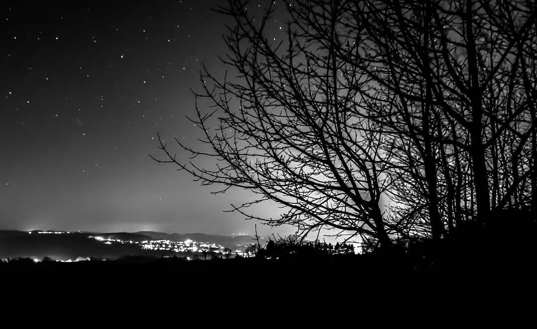 Black and white night sky photo
