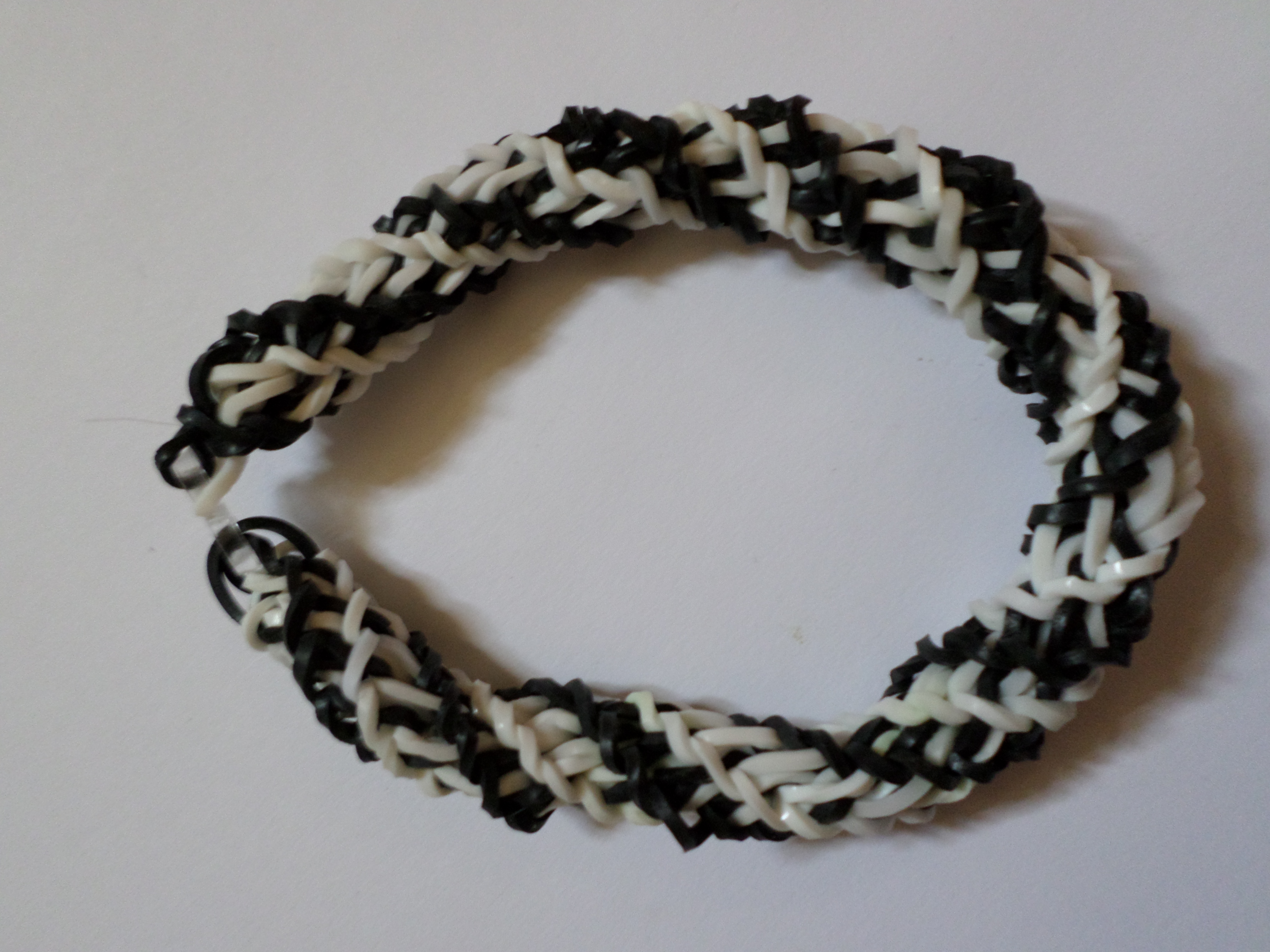 Black and white spiral loom bracelet photo