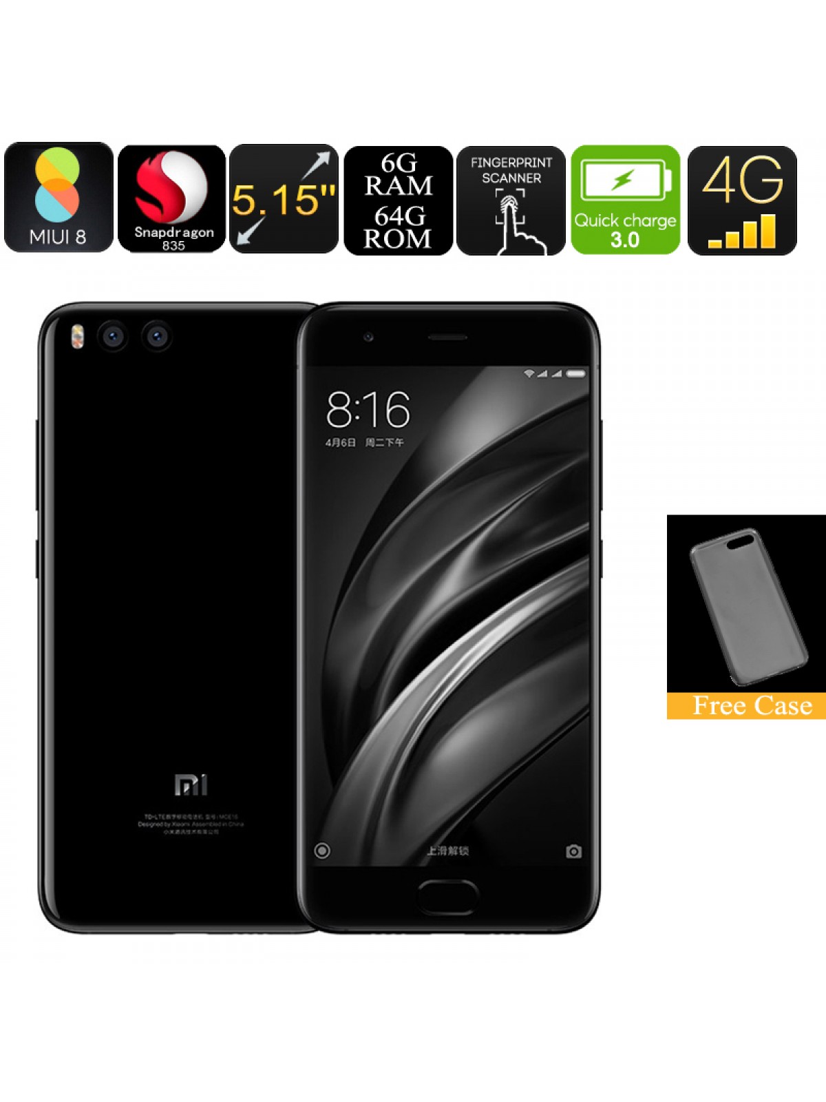 Xiaomi Mi6 Android Phone (Black)