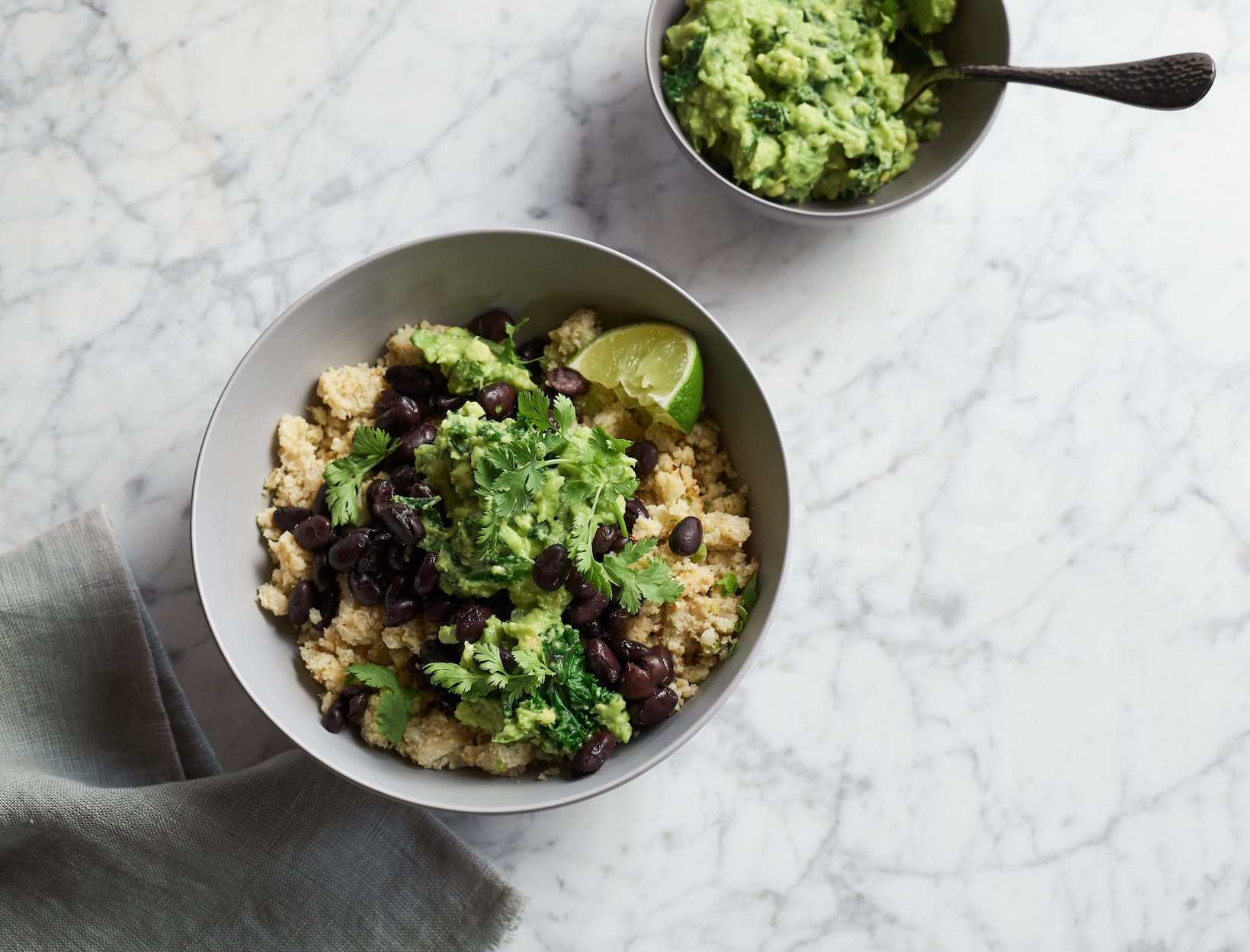 Cauliflower Black Bean Bowl with Kale Guacamole | Goop