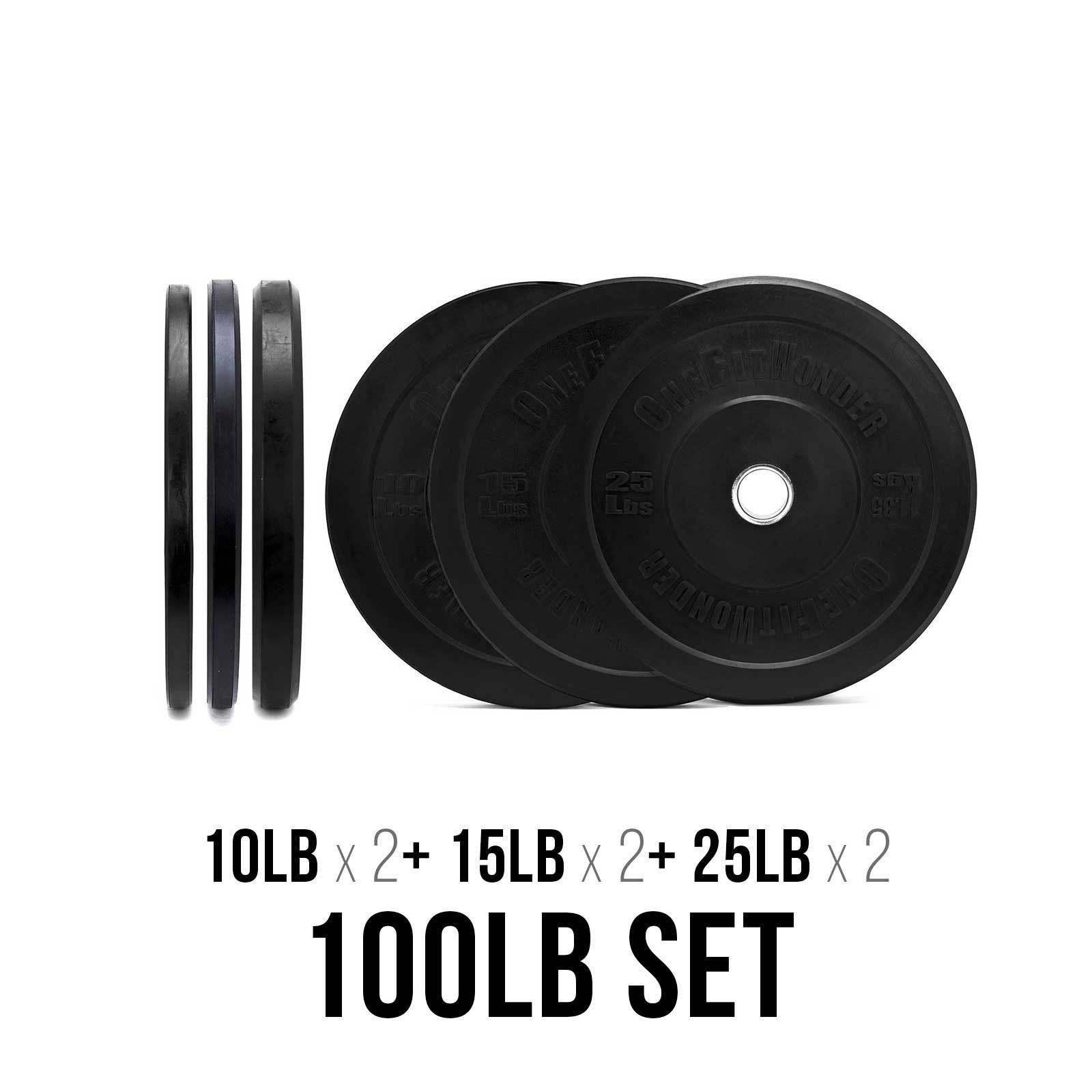 Black Rubber Bumper Plate Set |Weightlifting Equipment + Free Shipping