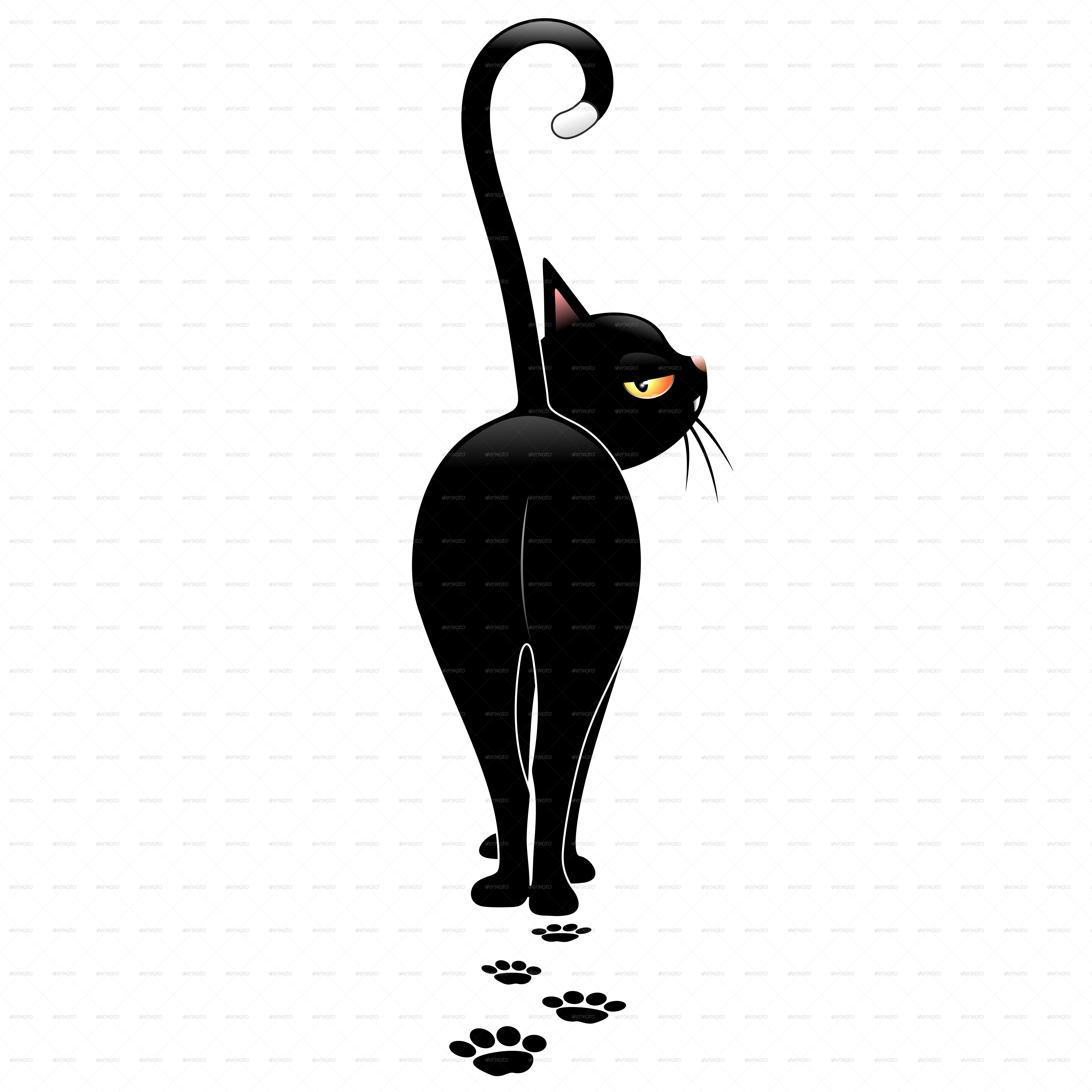 Disdainful Black Cat Cartoon Walking Away by Bluedarkat | GraphicRiver