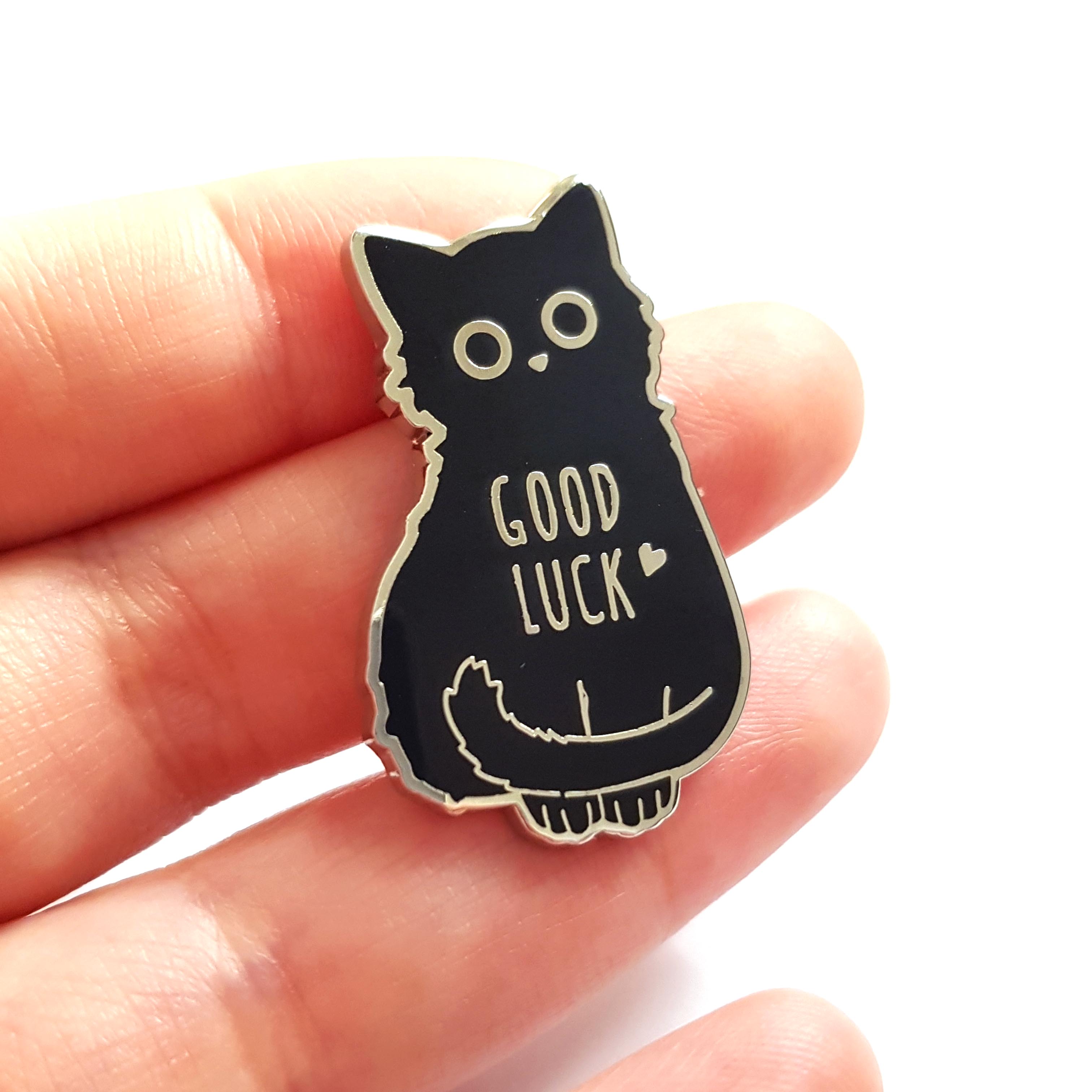 Good Luck Black Cat Enamel Pin | Compoco