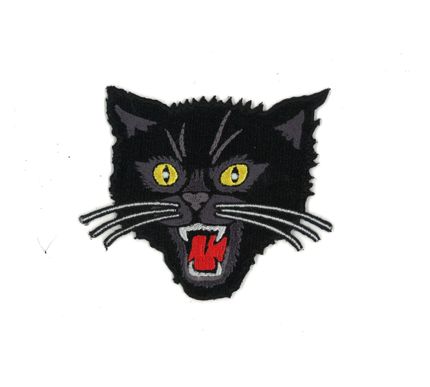 3.5 Angry Black Cat Iron-on Patch Rockabilly