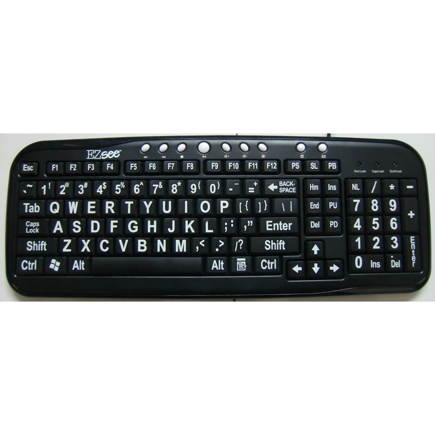 Amazon.com: EnableMart LARGE PRINT Keyboard - Black Keys, White ...