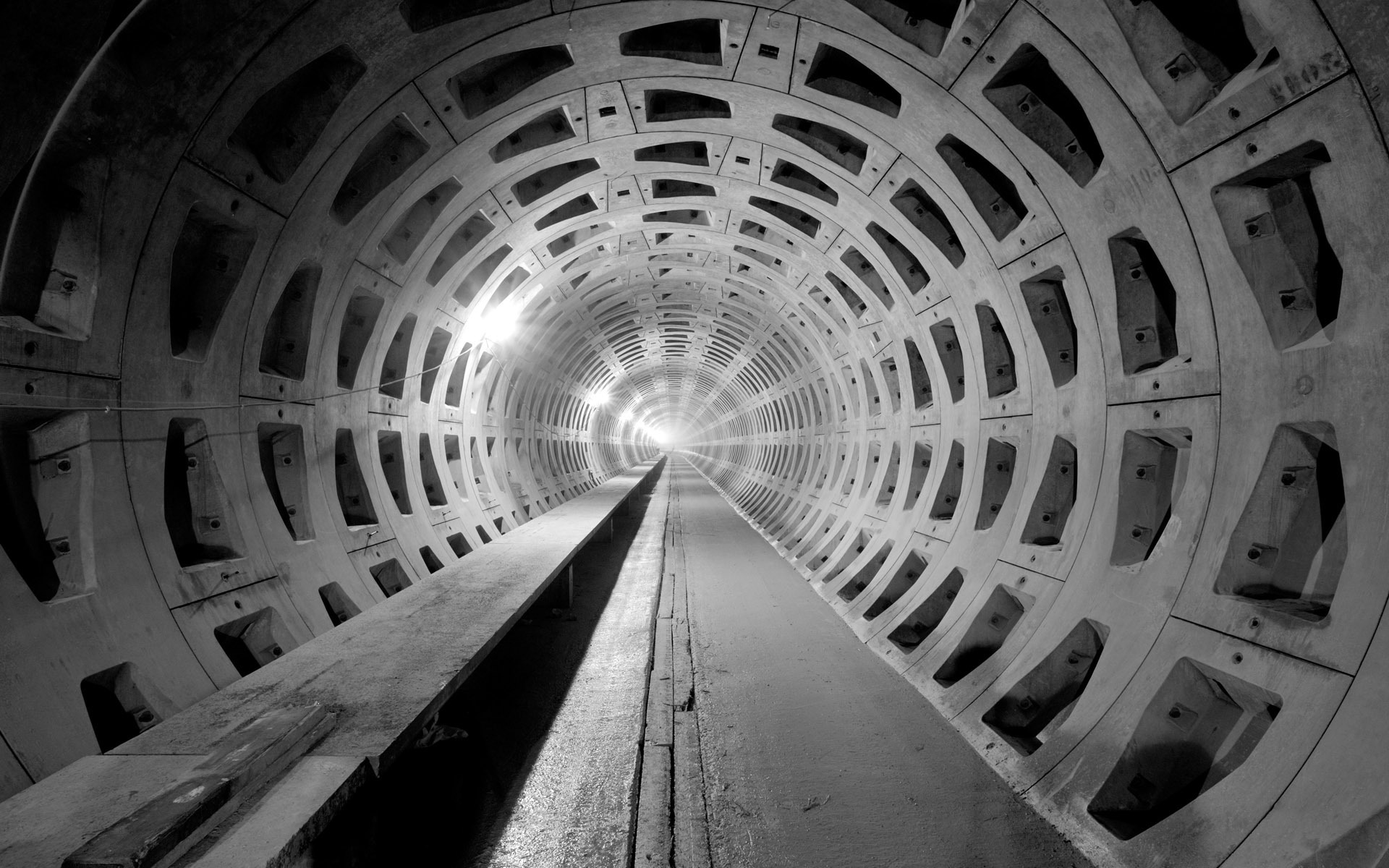 Black concrete tunnel photo