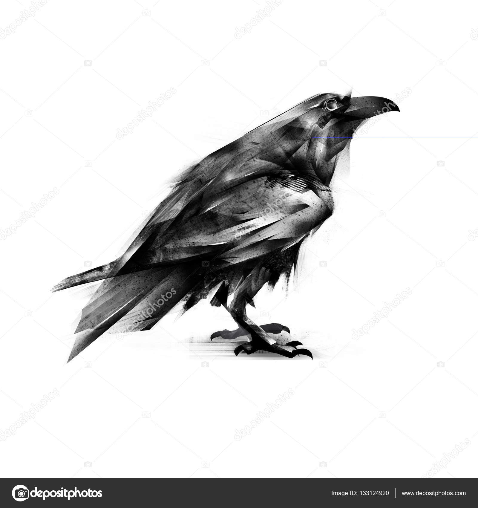 painted black crow on a white background — Stock Photo © khius ...