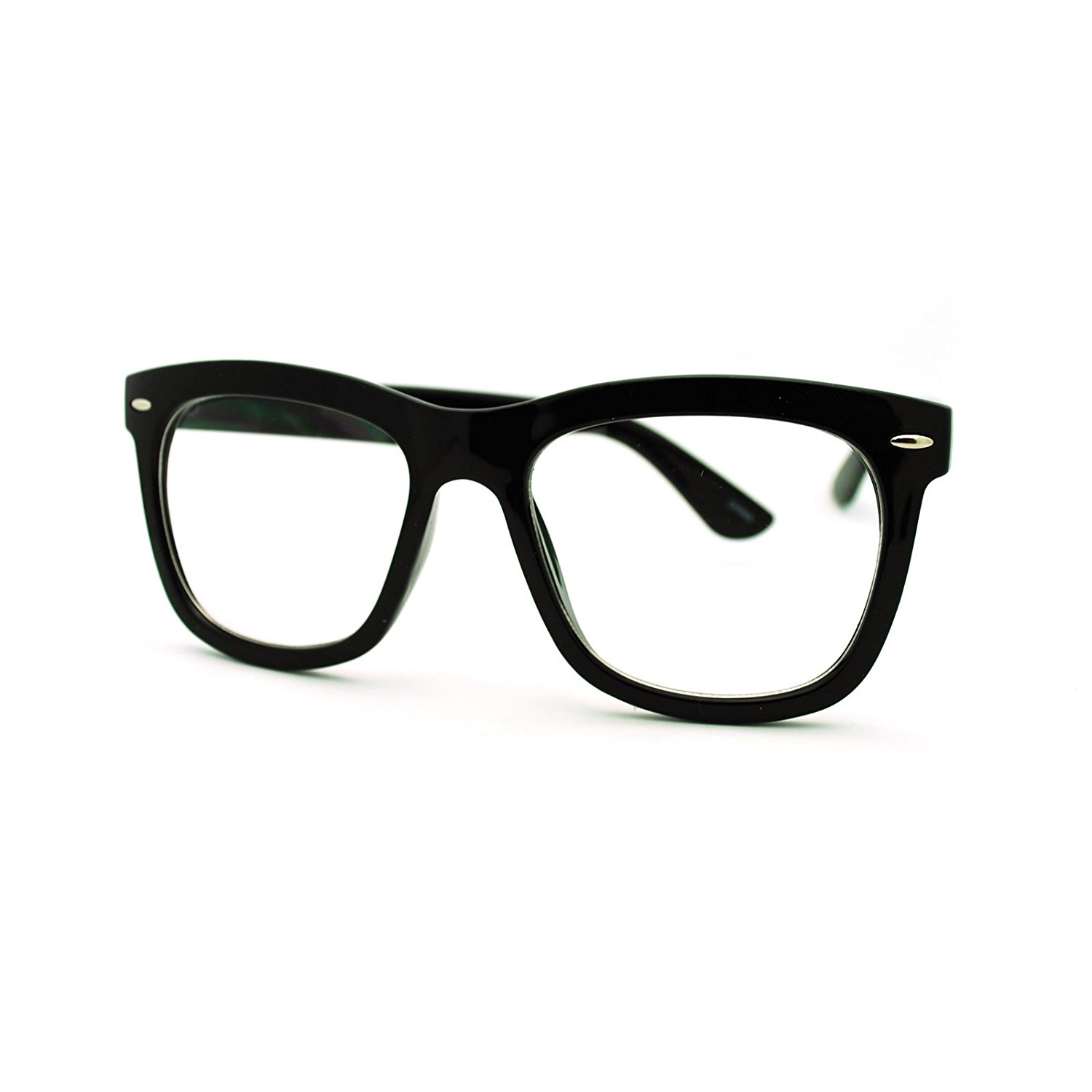 Amazon.com: Clear Lens Eyeglasses Oversized Thick Square Frame Nerdy ...