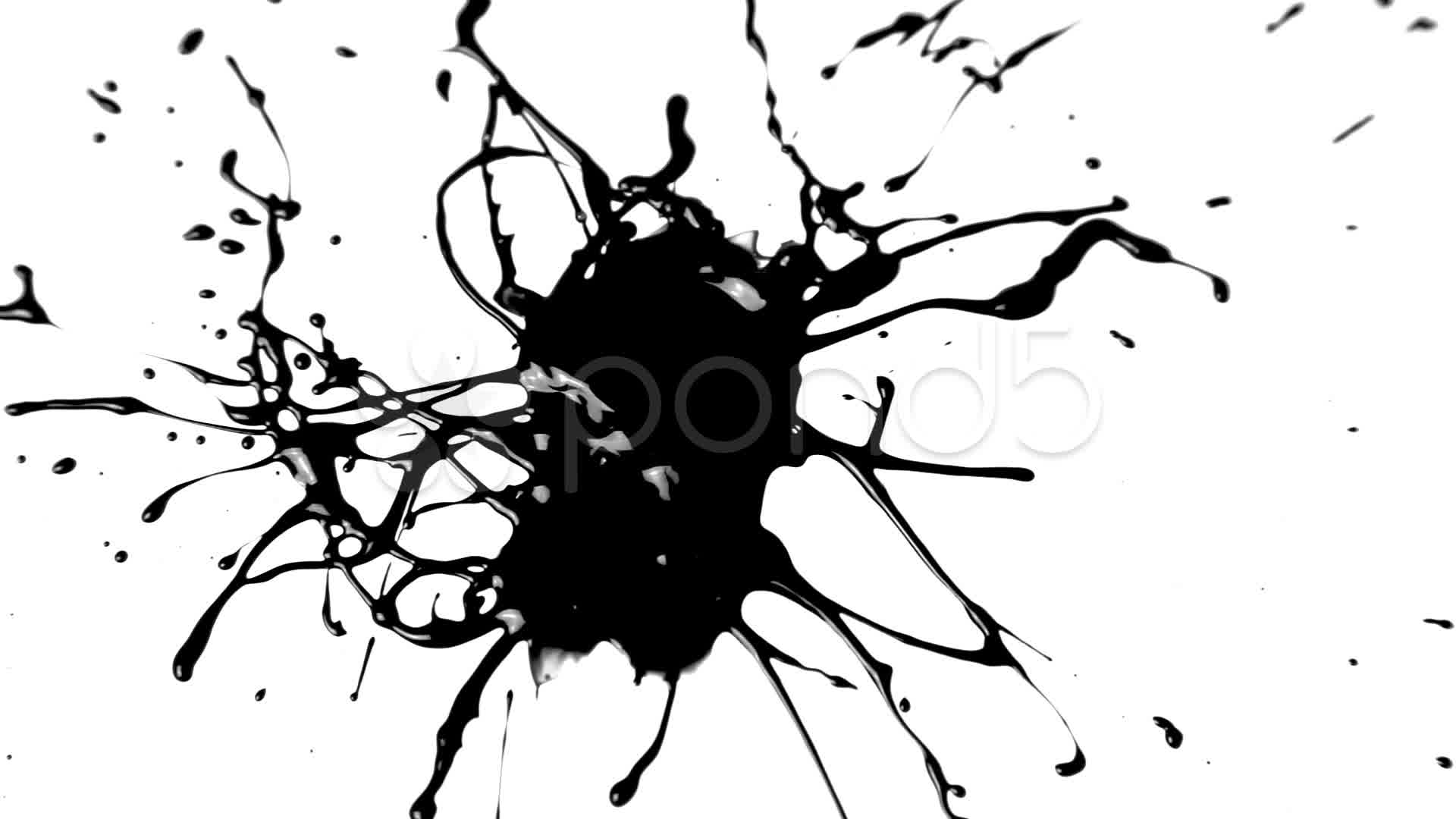 Ink drop splatter (black on white) ~ Hi Res Video #9903321