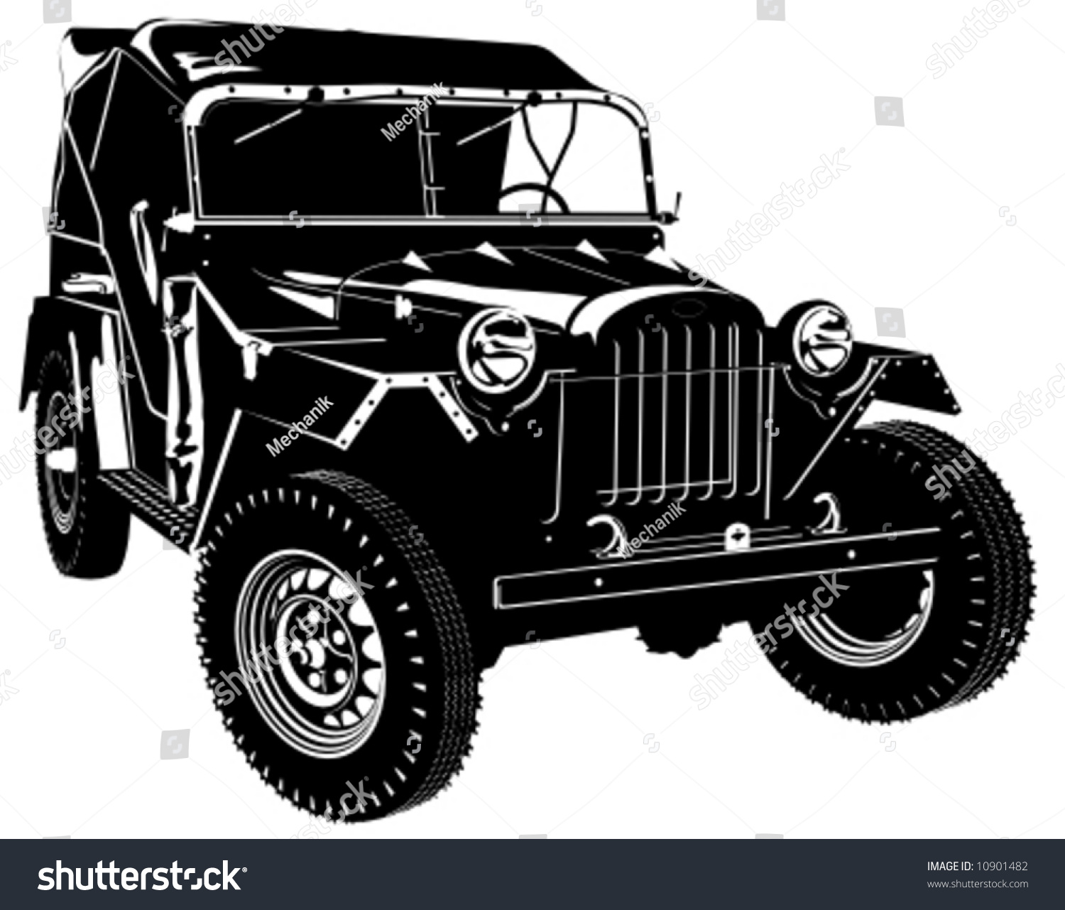 Vector Hidetailed Silhouette Army Jeep Isolated Stock Photo (Photo ...