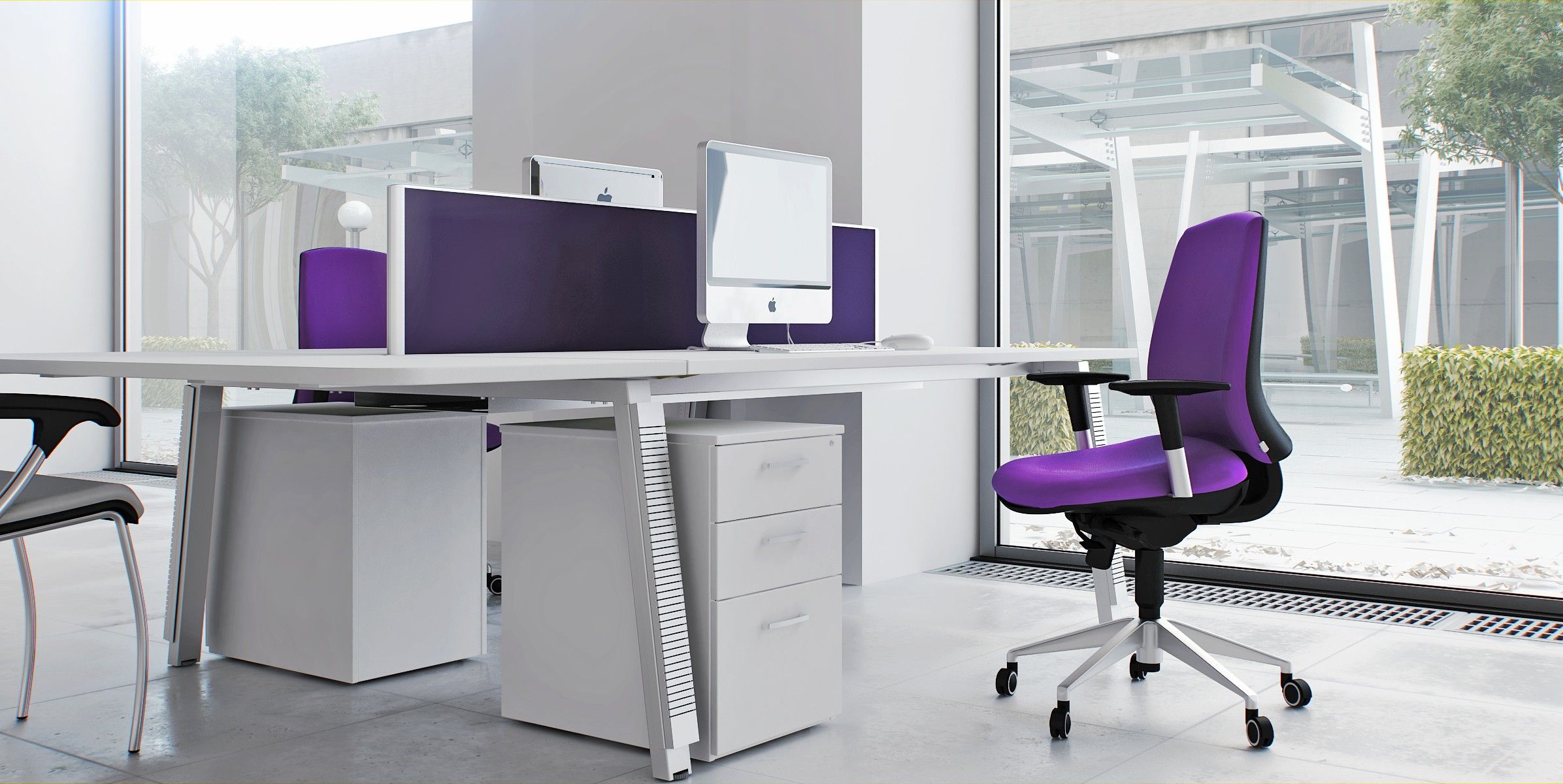 Captivating Modern Office Chair With Soft Purple Fabric Mixed With ...