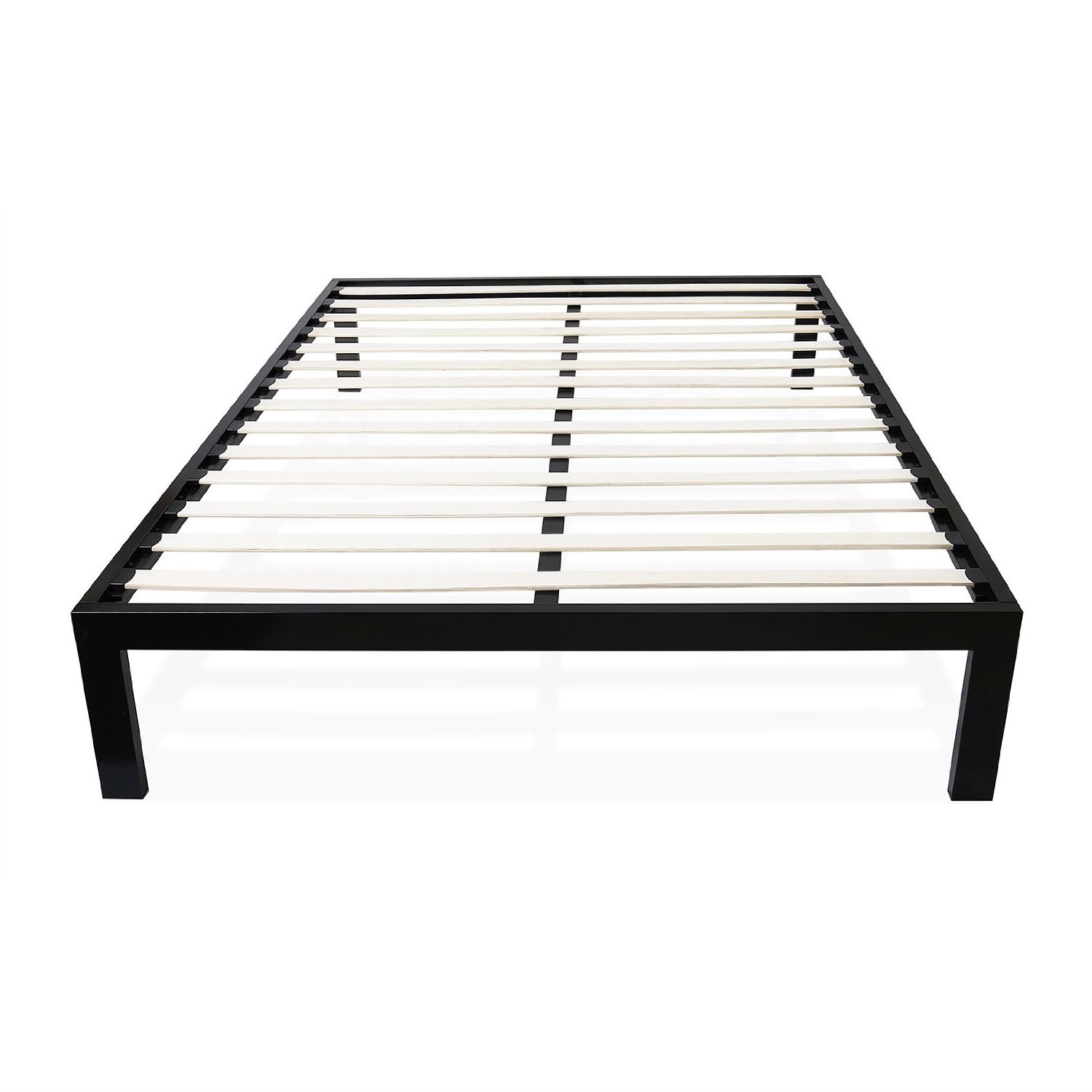 Twin size Modern Black Metal Platform Bed Frame with Wood Slats ...
